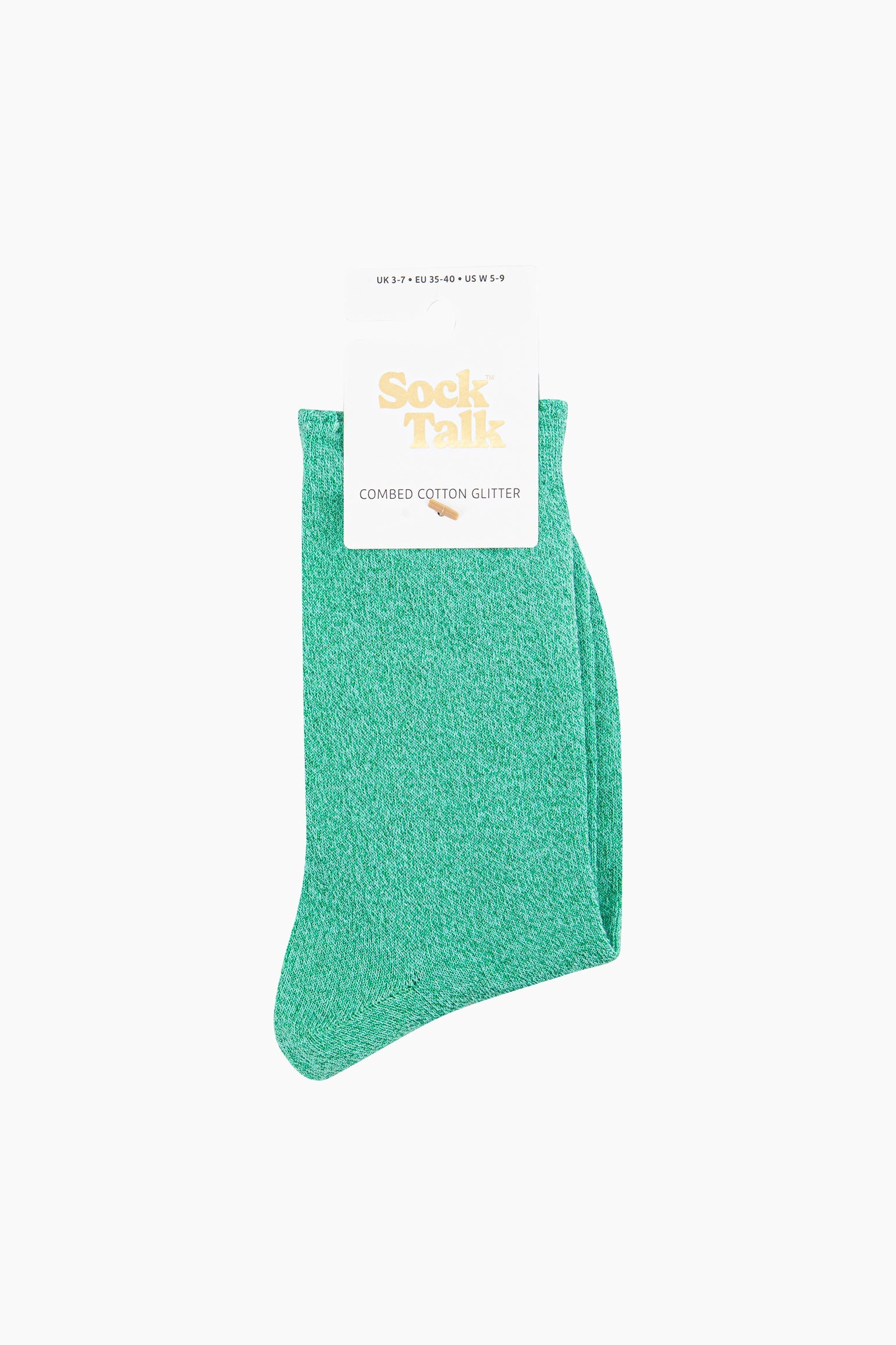 Plain-Combed-Cotton-Glitter-Socks-in-Jade-Green-In-Packaging