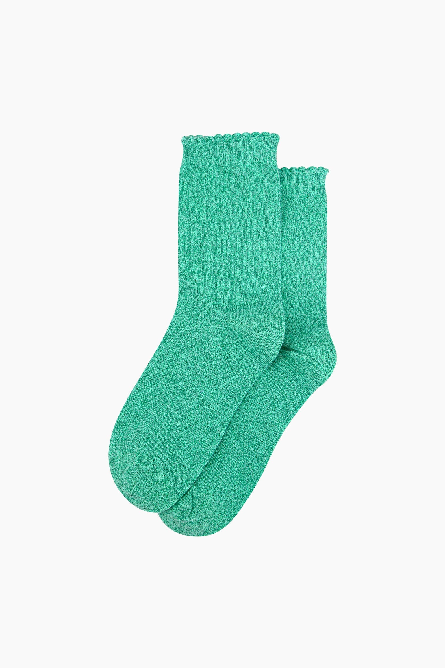 Plain-Combed-Cotton-Glitter-Socks-in-Jade-Green-Lying-Flat