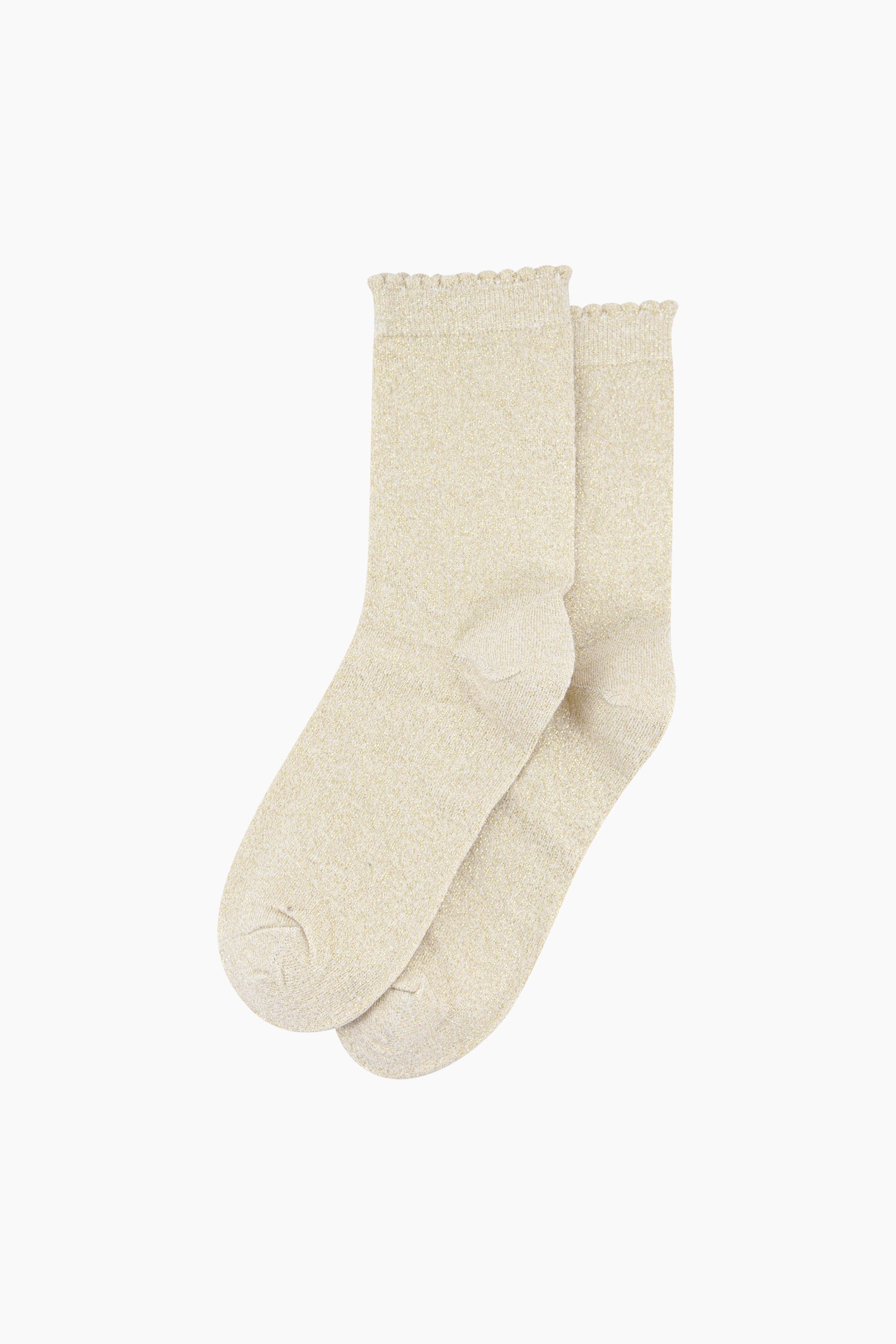 Plain-Combed-Cotton-Glitter-Socks-in-Light-Beige-Lying-Flat