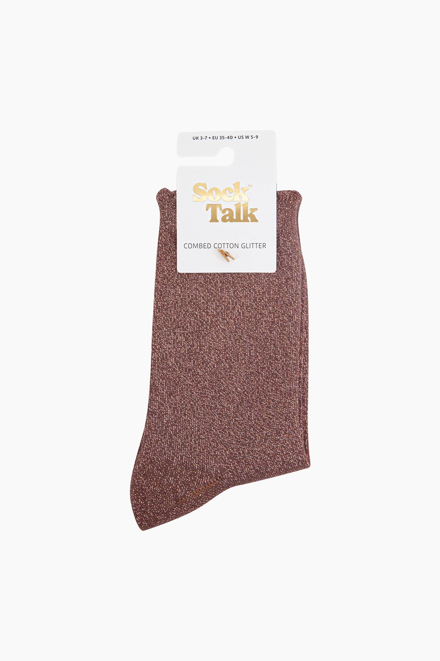 Plain-Combed-Cotton-Glitter-Socks-in-Light-Brown-In-Packaging