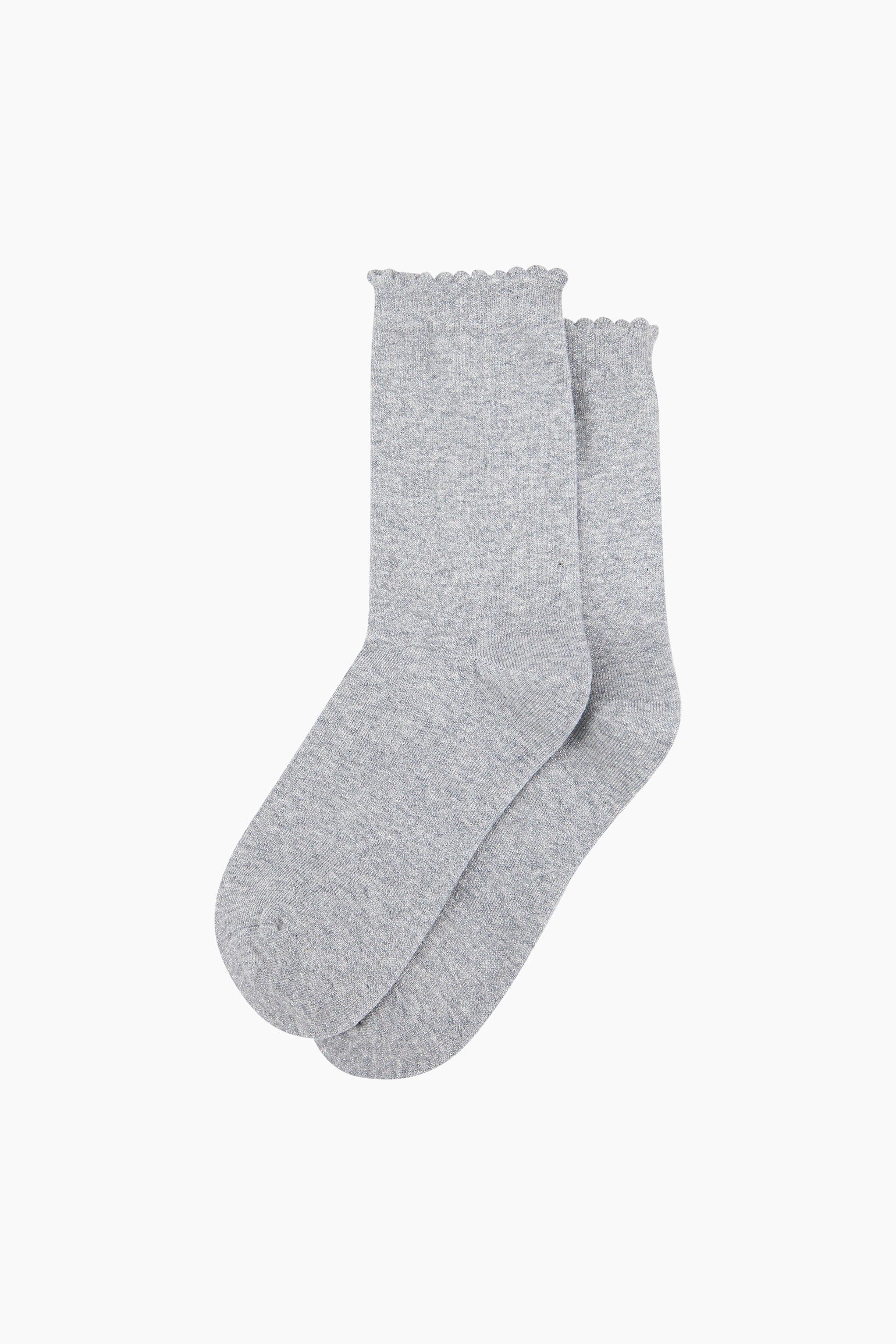 Plain-Combed-Cotton-Glitter-Socks-in-Light-Grey-Marl-Lying-Flat