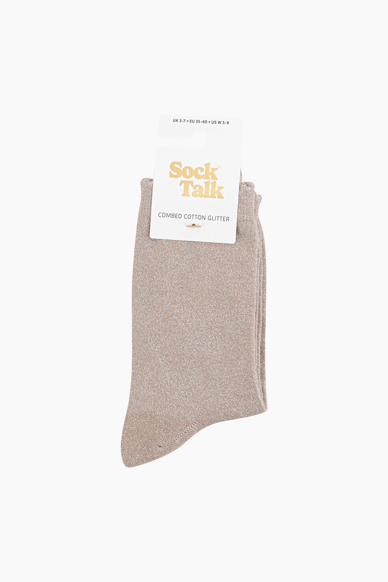 Plain-Combed-Cotton-Glitter-Socks-in-Medium-Beige-In-Packaging