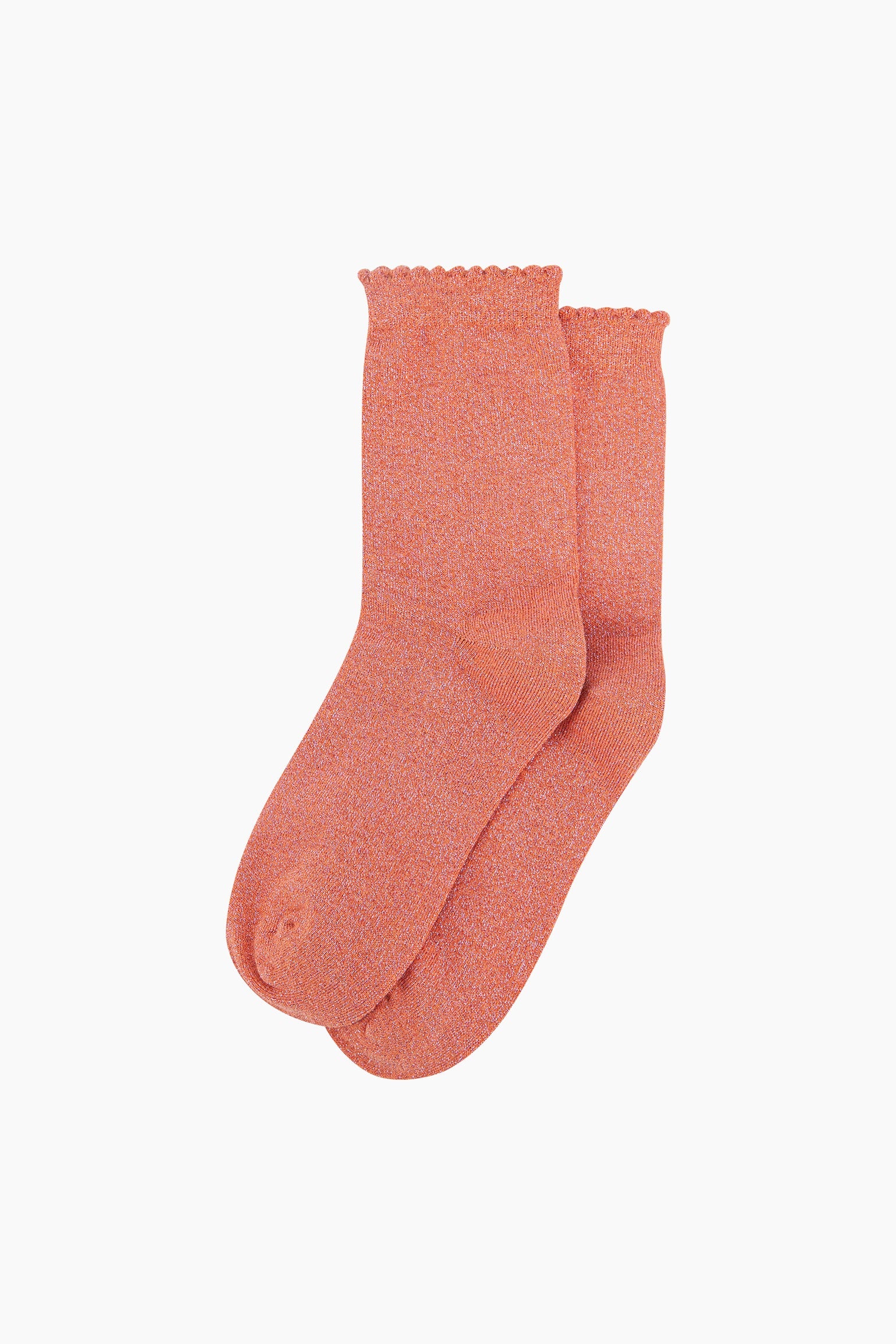 Plain-Combed-Cotton-Glitter-Socks-in-Peach-Lying-Flat