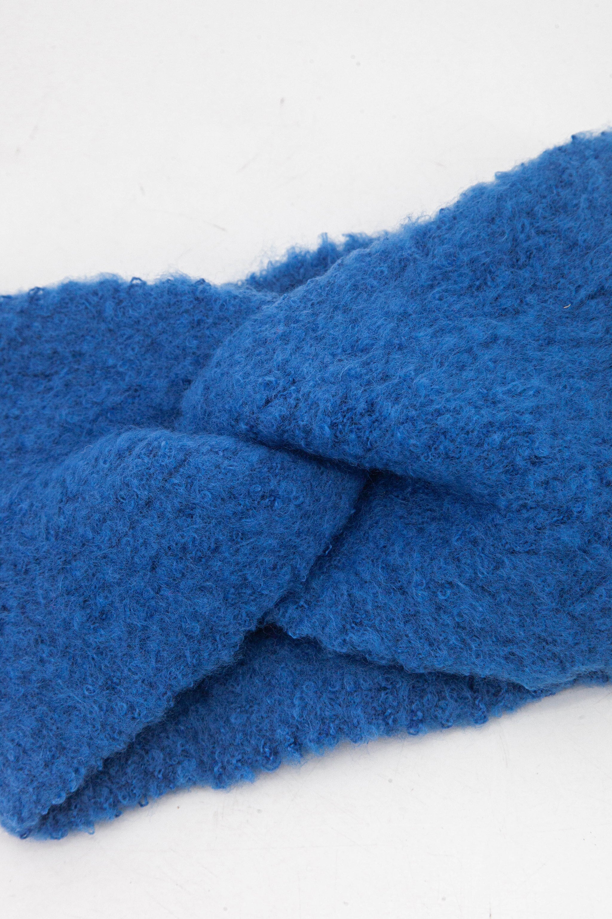 close up of the warm knitted soft viscose fabric of the headband
