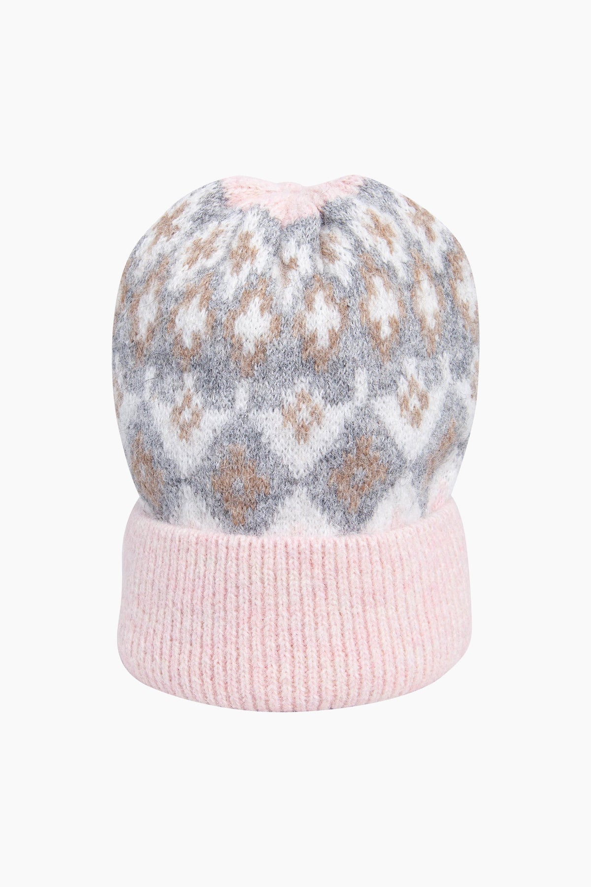 Nordic-Print-Beanie-Hat-in-Light-Pink/Grey