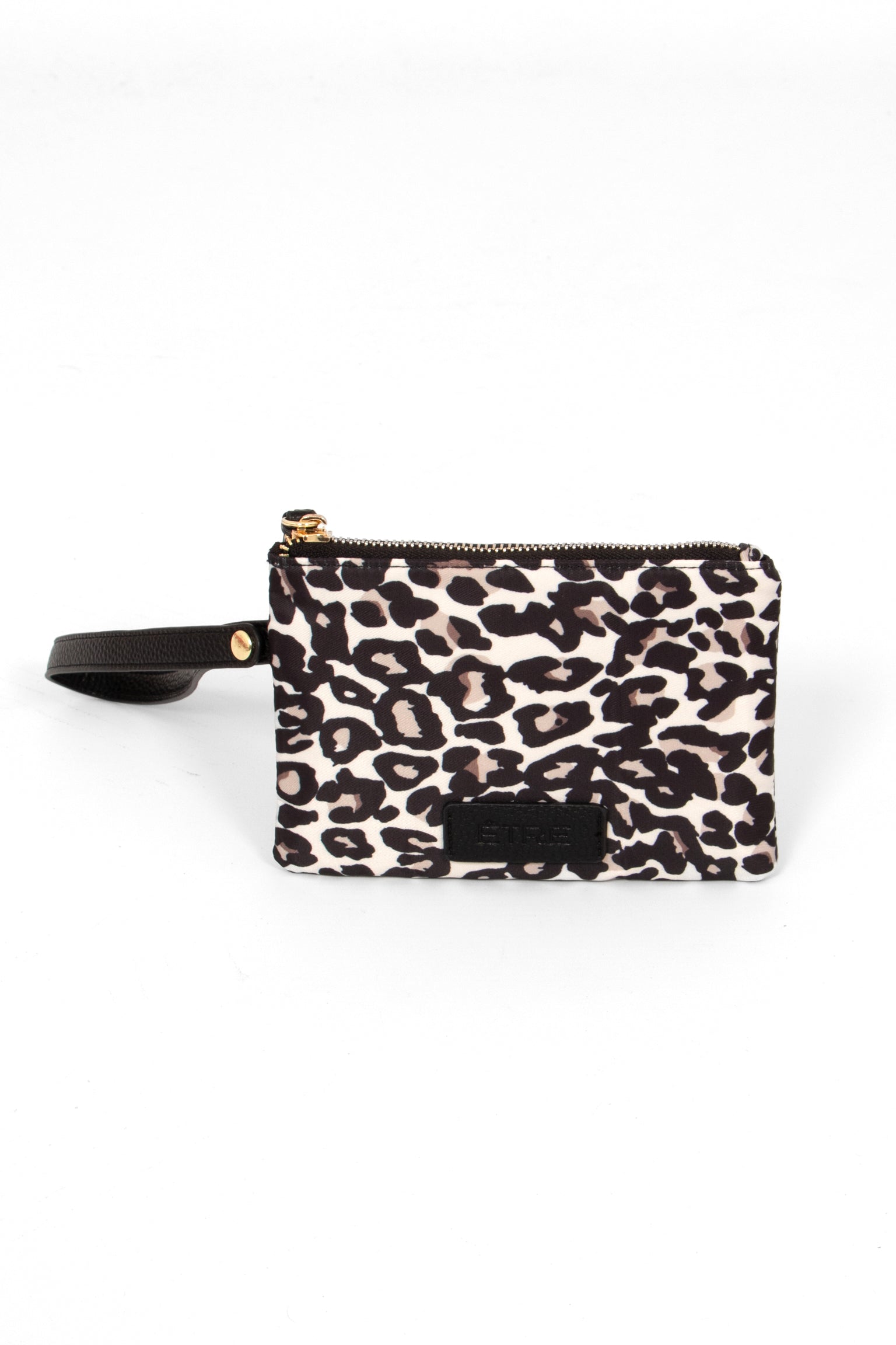 iris-wristlet-purse-cream-leopard-print-nylon-pu-front-view