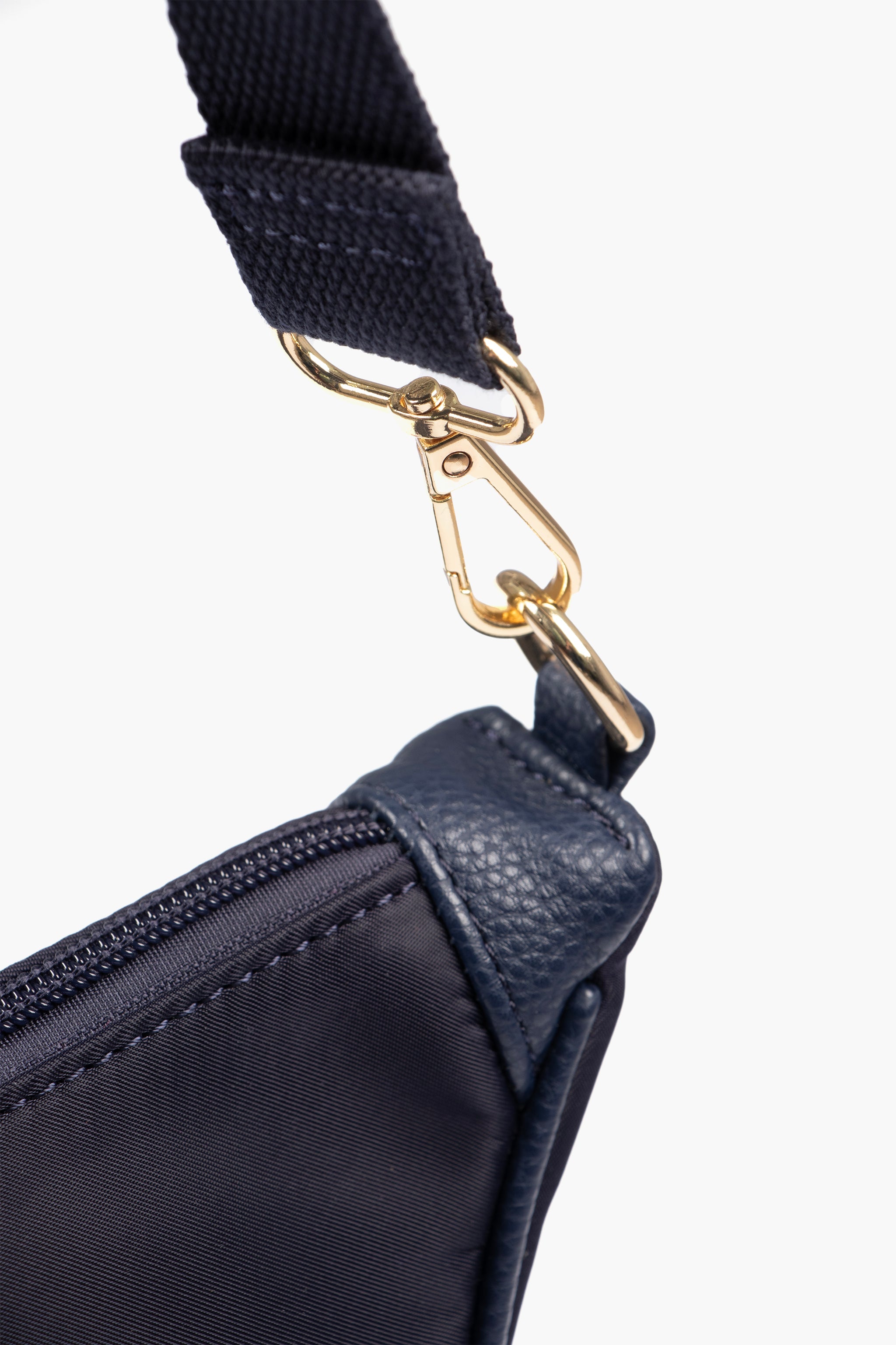 Quinn Half Moon Crossbody Bag - Navy Blue, Nylon/PU