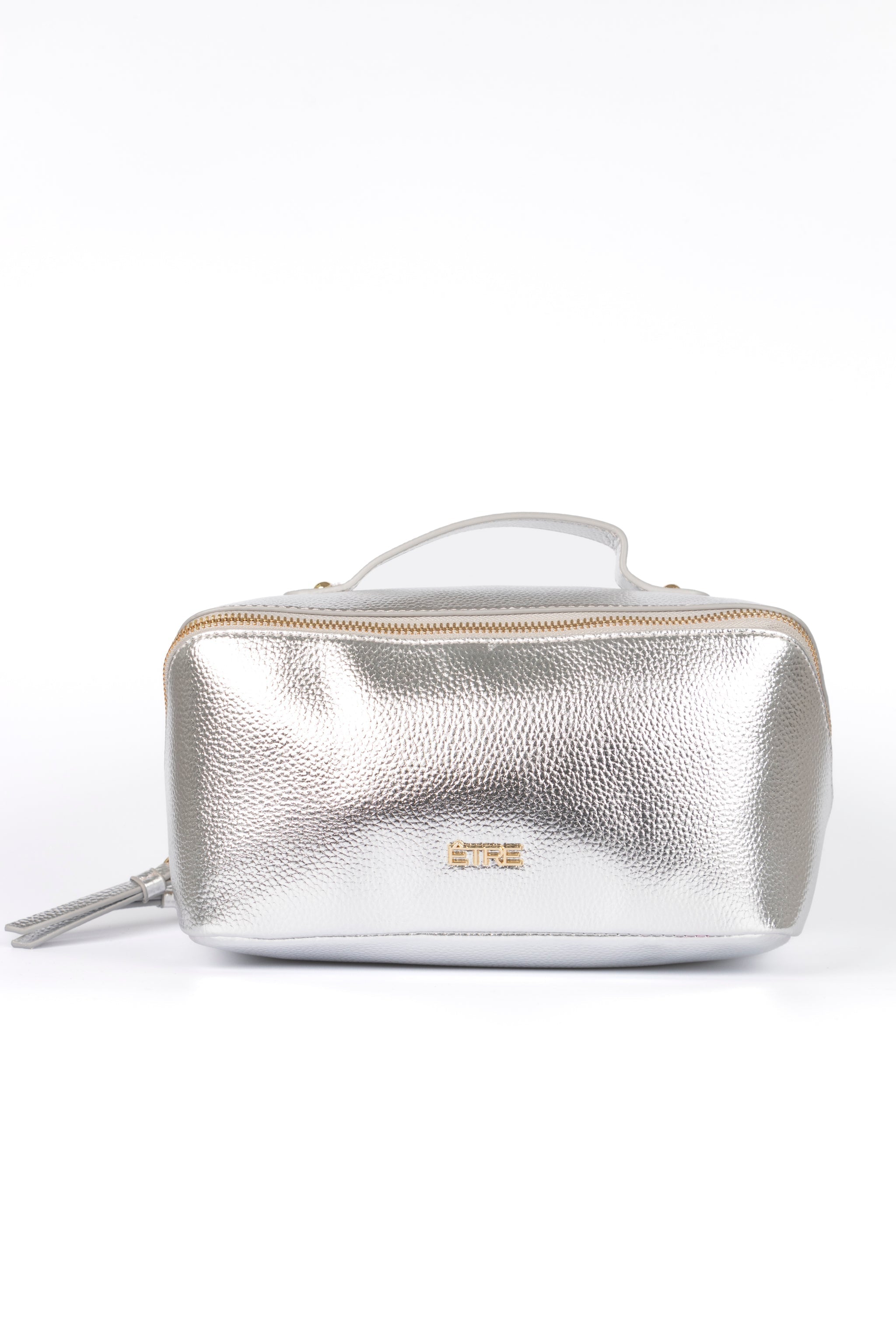 Mila Vanity Case - Silver, Metallic Faux Leather
