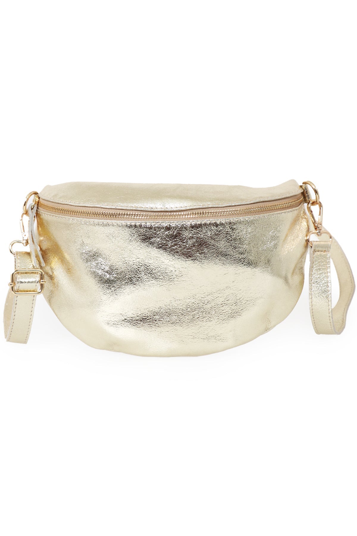 Meadow Half-Moon Crossbody Bag - Gold, Metallic
