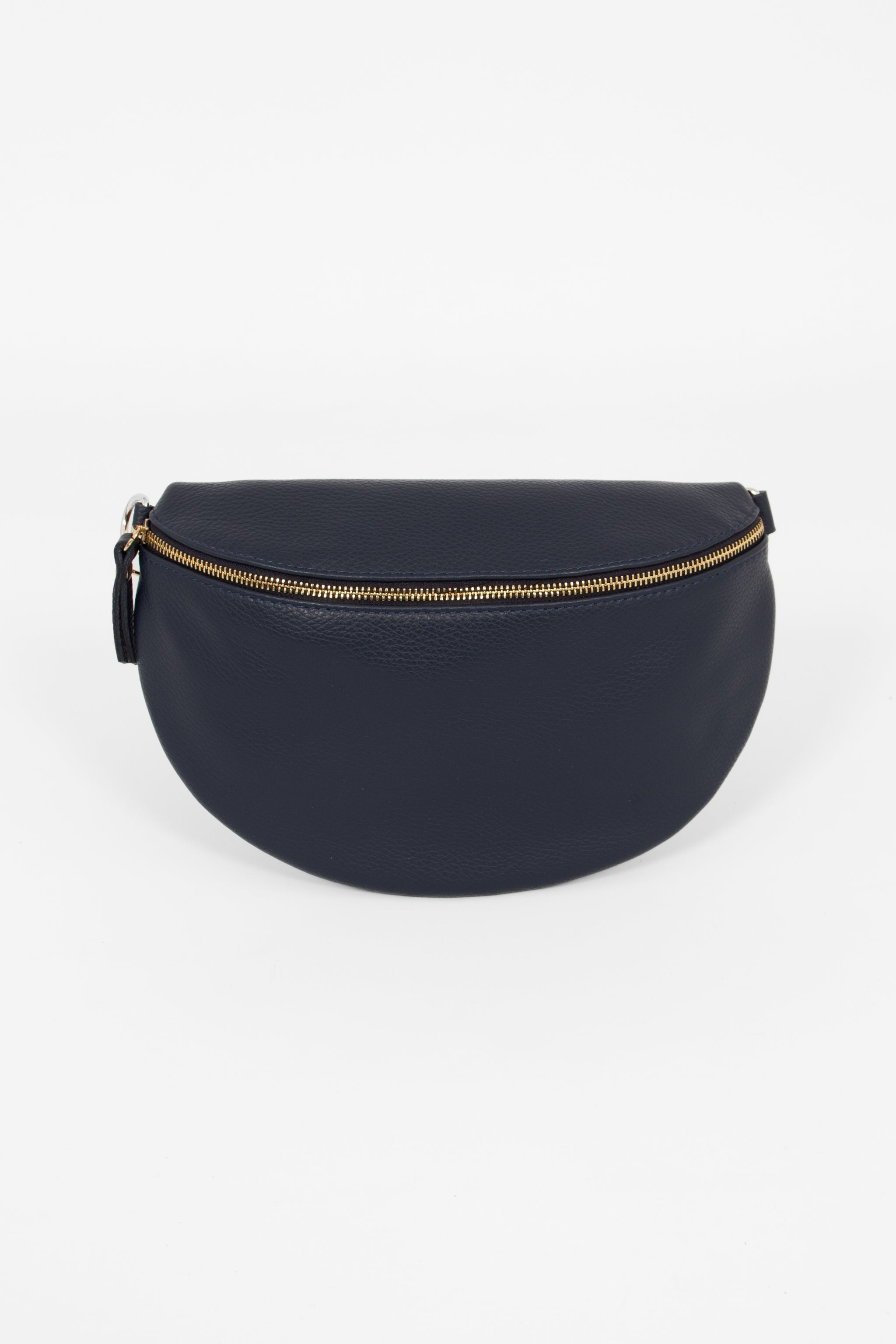 Meadow - Italian Leather Half-Moon Crossbody Bag - Navy Blue, Pebbled