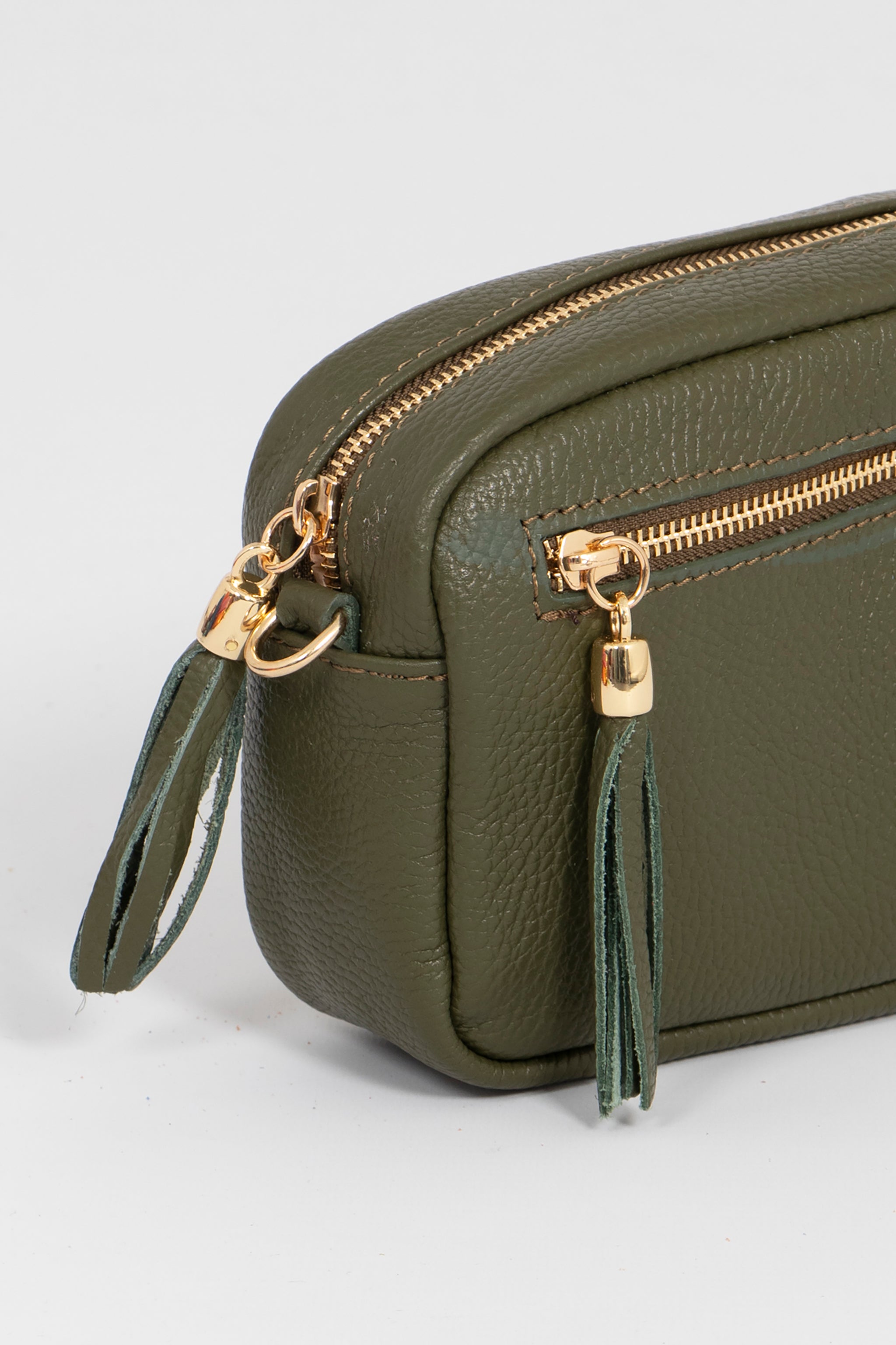 Fleur Crossbody Bag - Khaki, Pebbled