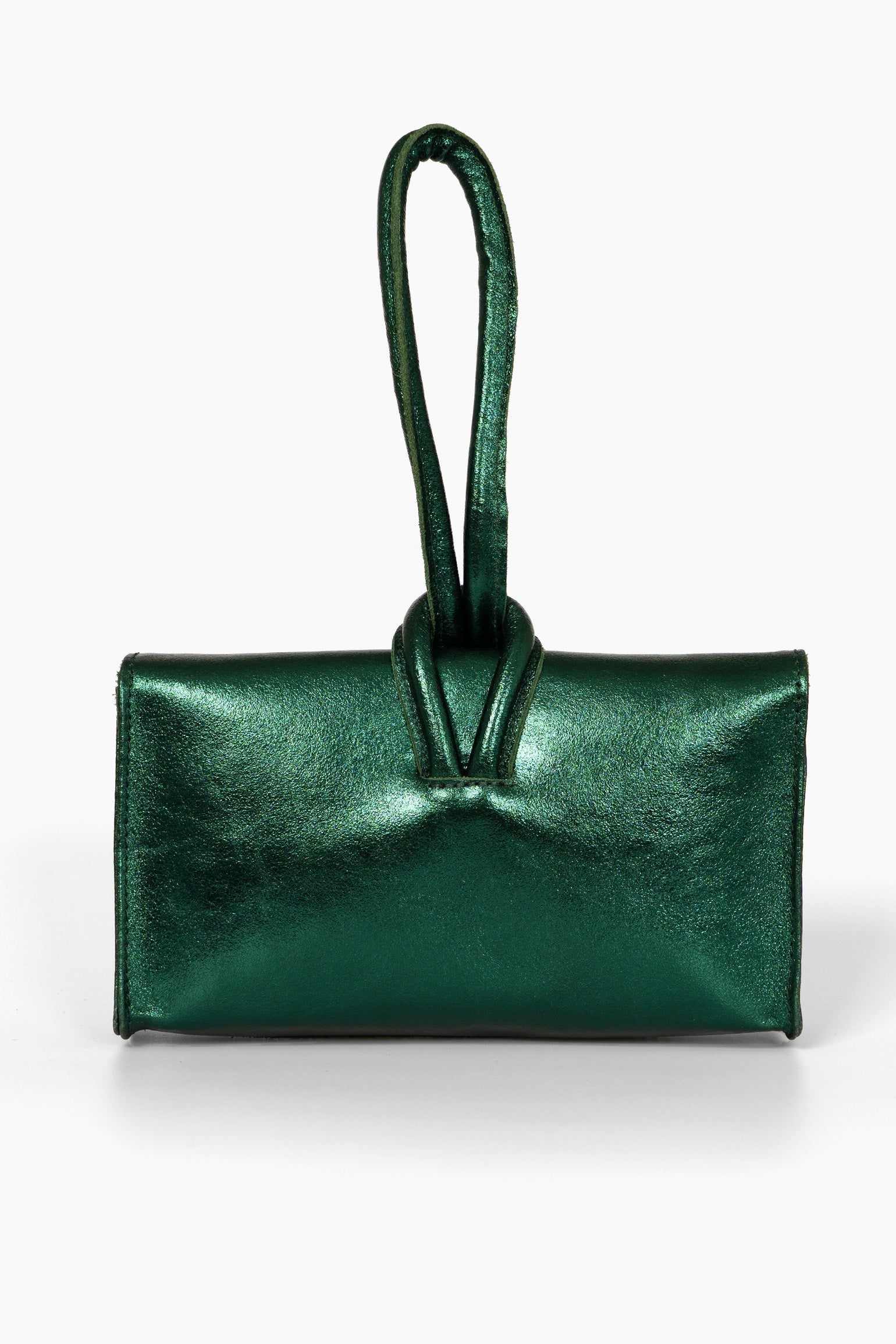 trixie-emerald-green-metallic-italian-leather-clutch-bag-rear-view-loop-handle-closure