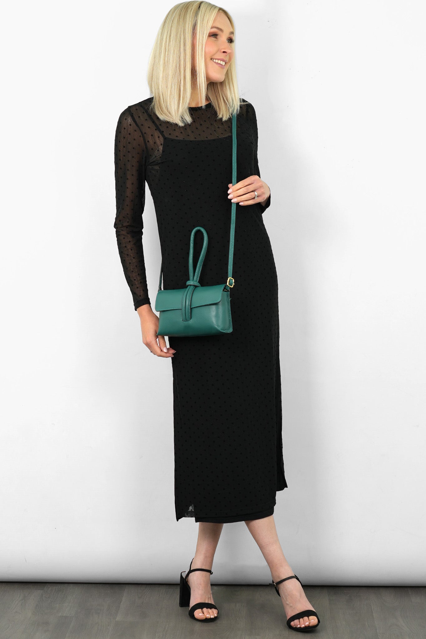 Trixie Forest Green Italian Leather Pebbled Clutch Bag