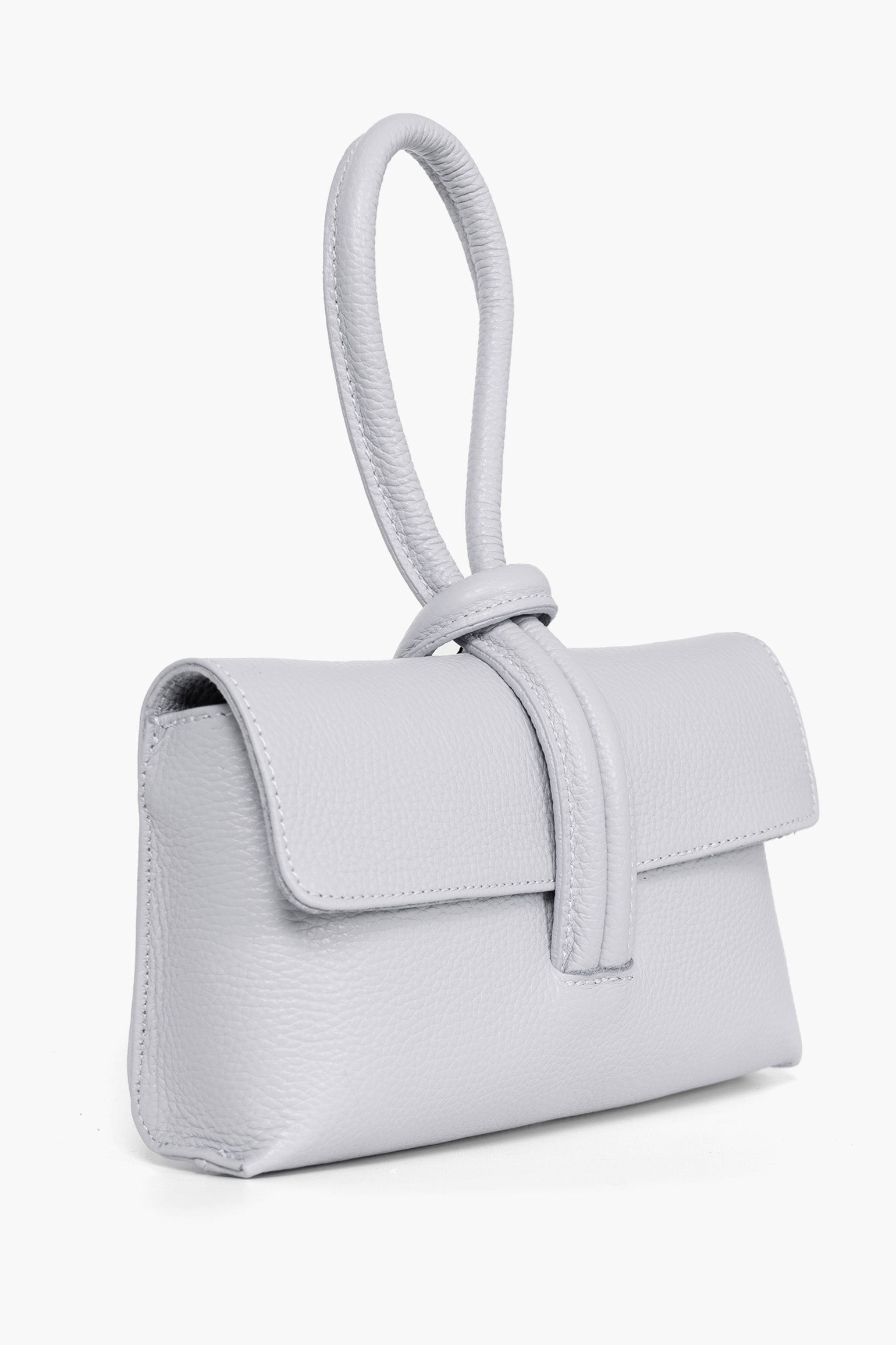 Trixie-Clutch-Bag-Pebbled-Italian-Leather-in-Light-Grey-Side