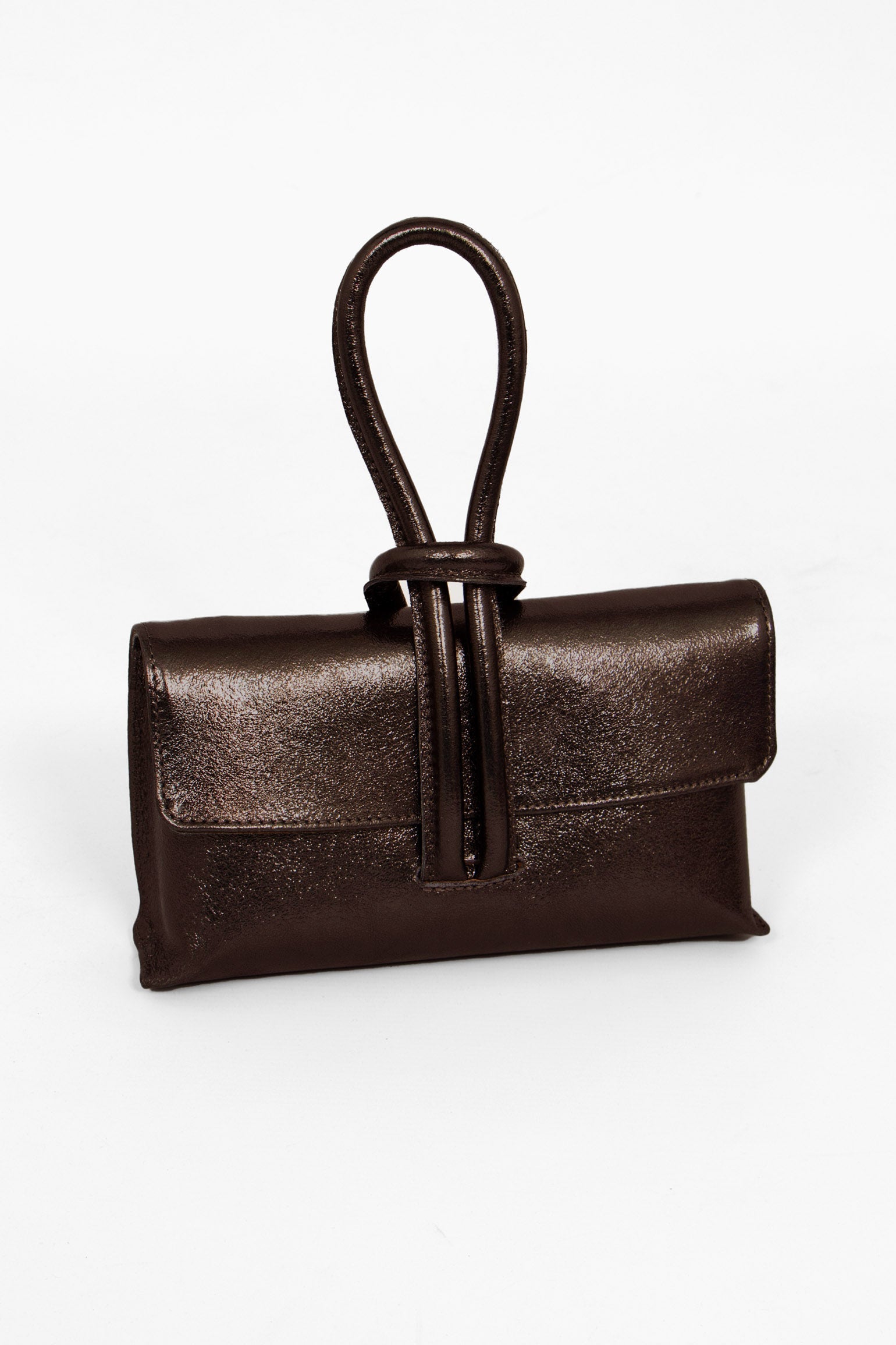 Trixie-Clutch-Bag-Metallic-Italian-Leather-in-Brown-Side