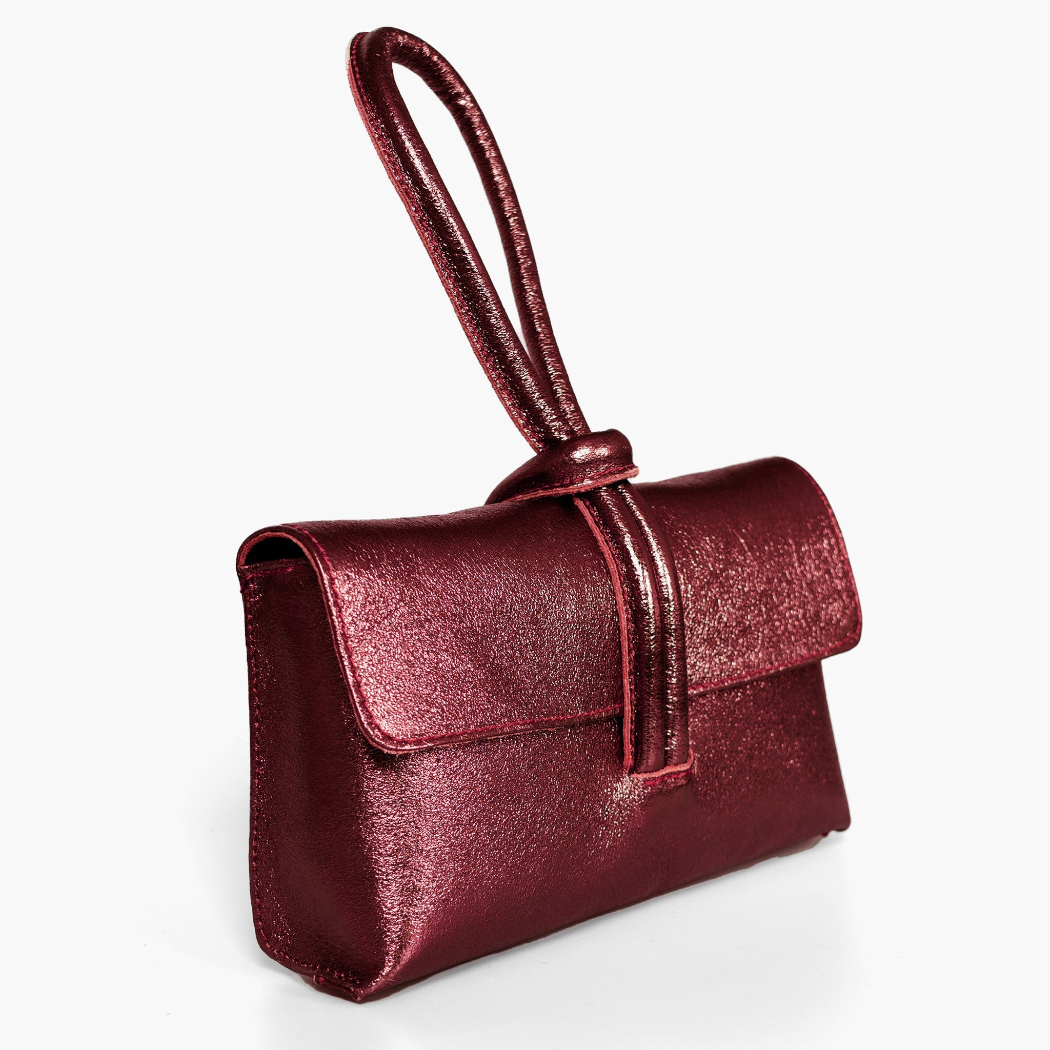Trixie-Clutch-Bag-Metallic-Italian-Leather-in-Cherry-Side