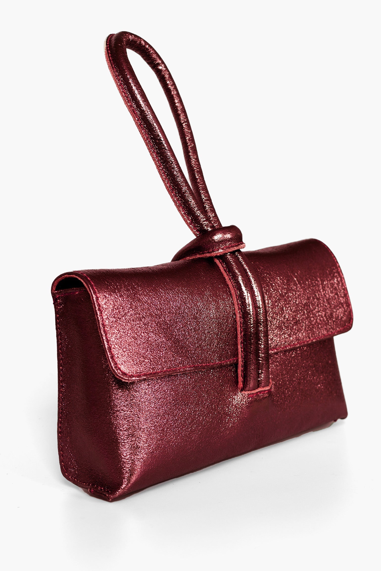 Trixie-Clutch-Bag-Metallic-Italian-Leather-in-Cherry-Side