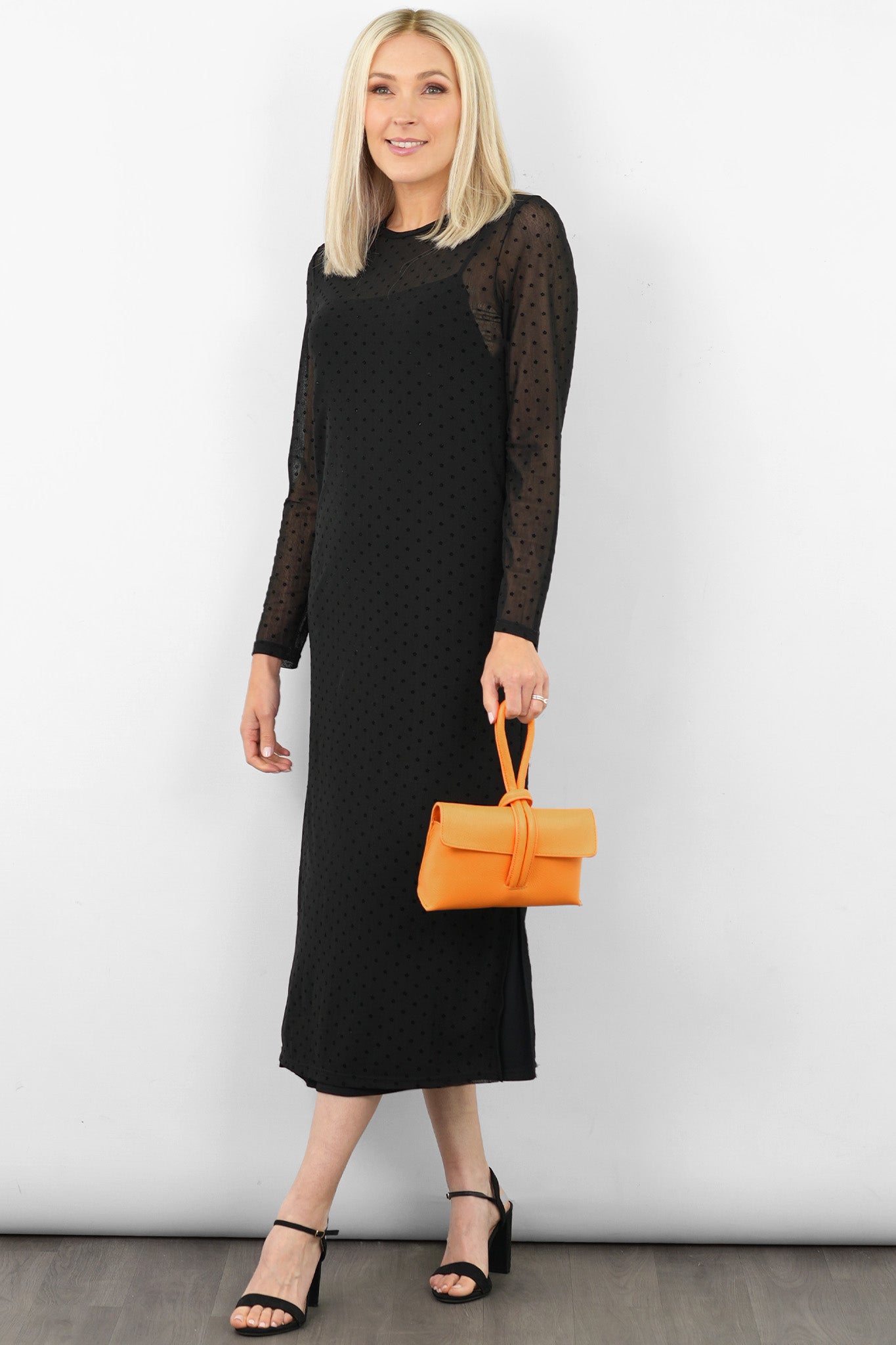 Trixie Apricot Pebbled Italian Leather Clutch Bag