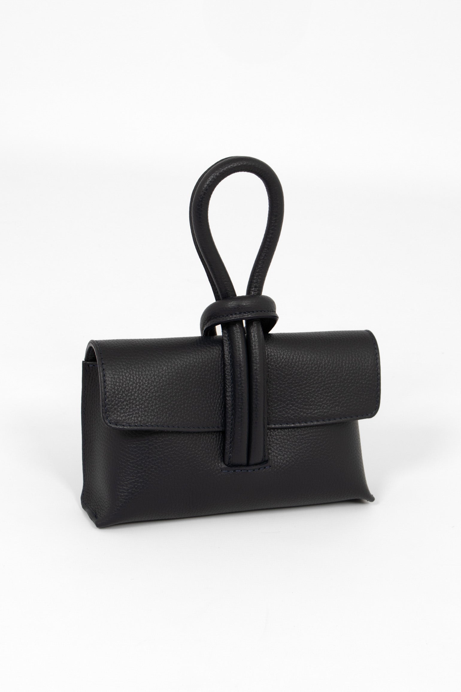 Trixie Italian Leather Wristlet Clutch Bag - Navy Blue, Pebbled