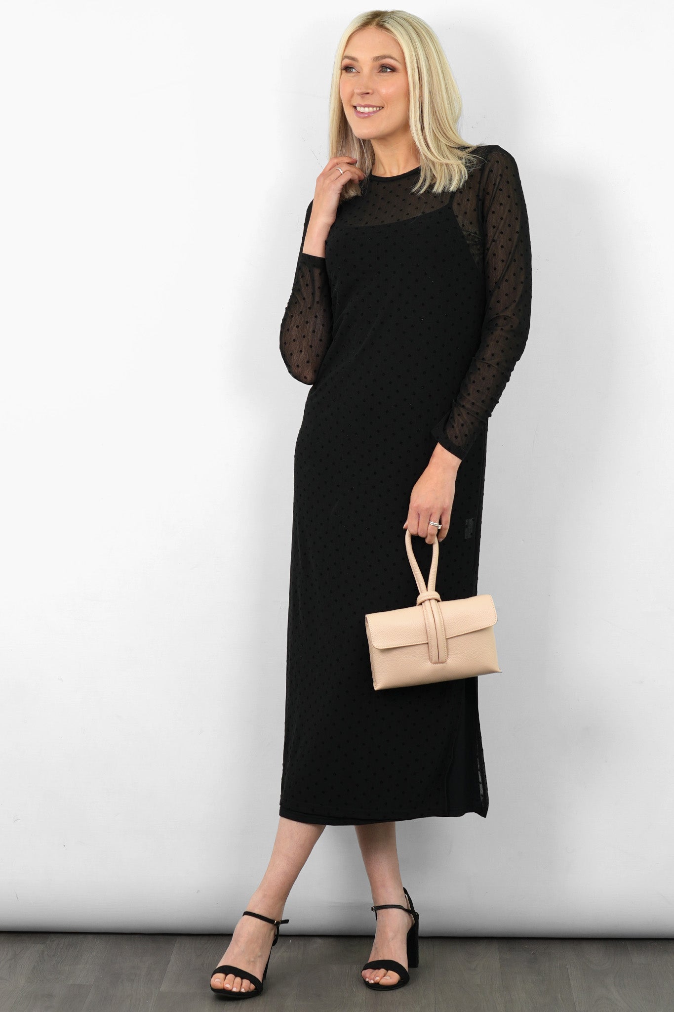 Trixie Nude Pebbled Italian Leather Clutch Bag