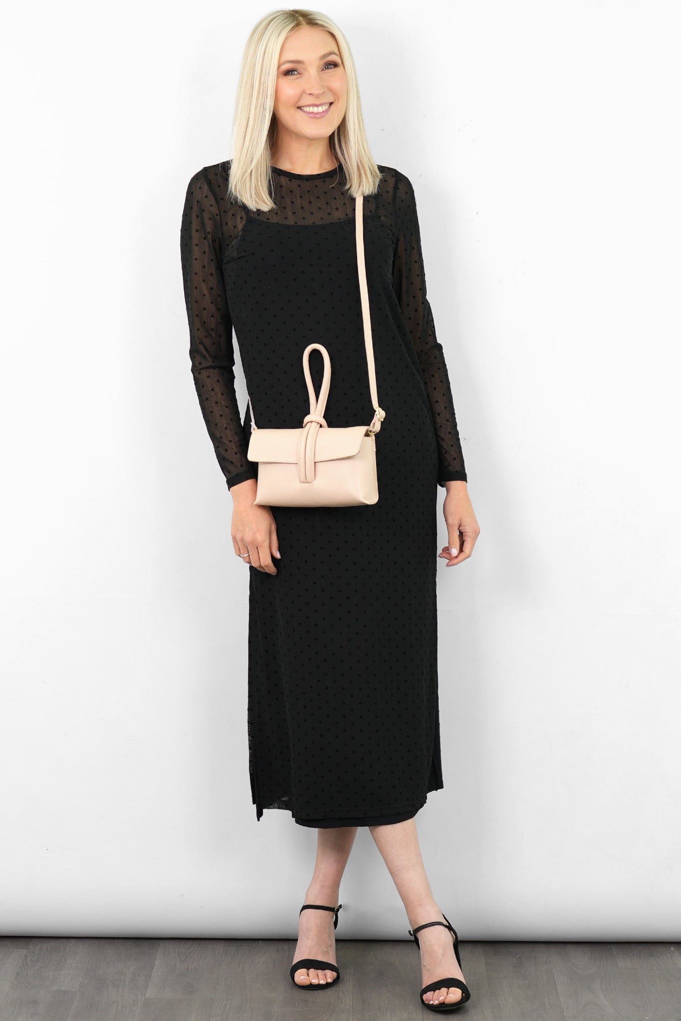 Trixie Nude Pebbled Italian Leather Clutch Bag