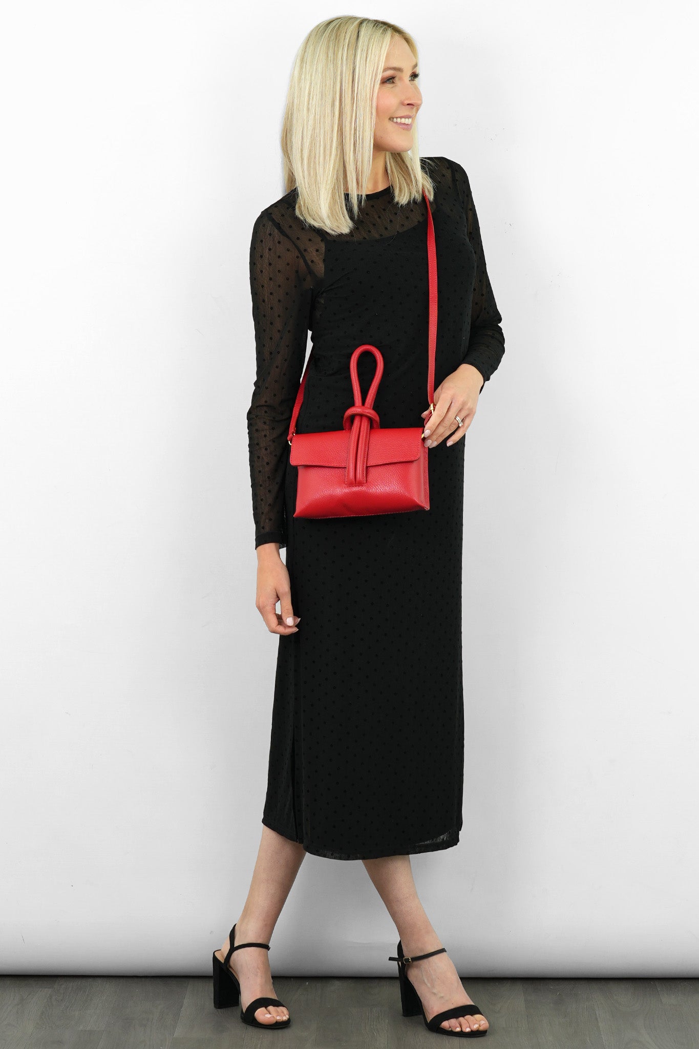 Trixie Italian Leather Wristlet Clutch Bag - Red, Pebbled