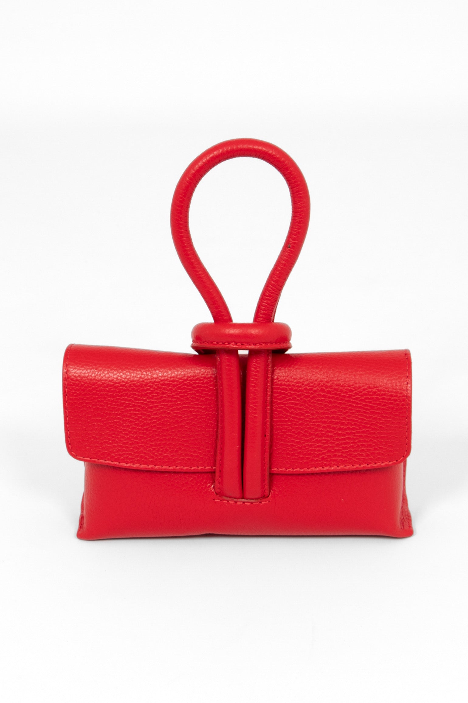 Trixie Italian Leather Wristlet Clutch Bag - Red, Pebbled