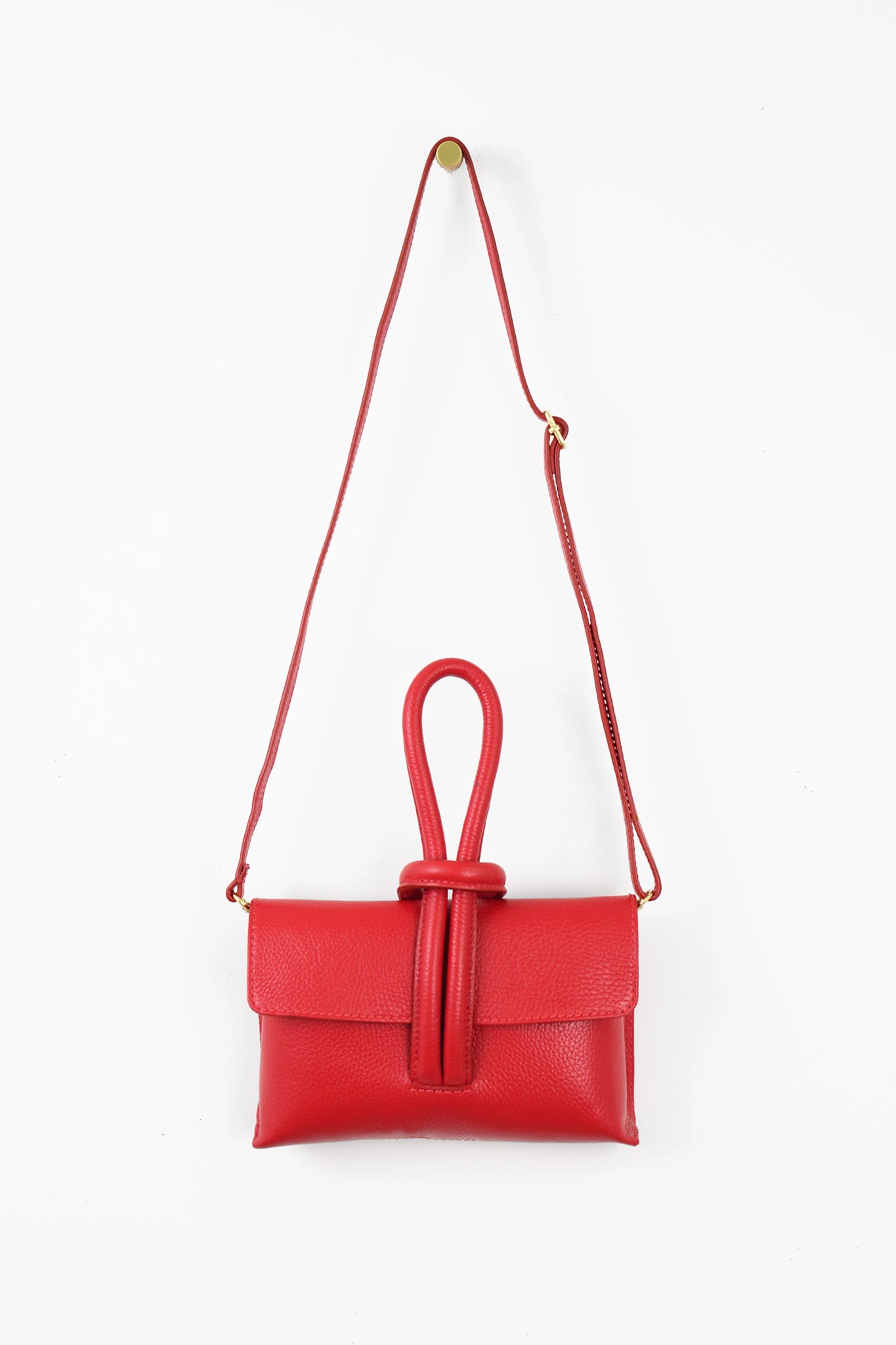 Trixie Italian Leather Wristlet Clutch Bag - Red, Pebbled