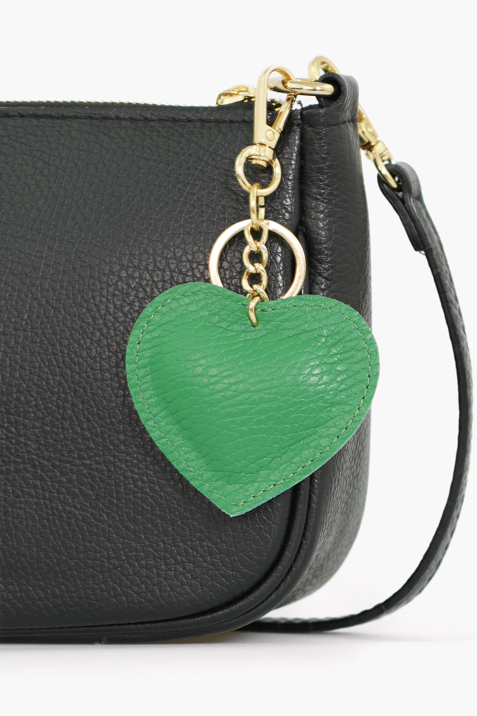 valentina-italian-leather-love-heart-keyring-bright-green-pebbled-clipped-on-to-a-bag