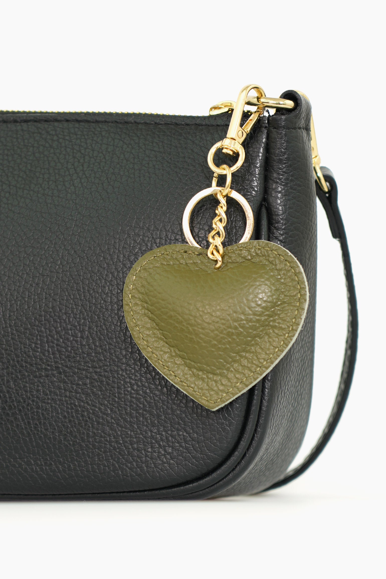 valentina-italian-leather-love-heart-keyring-khaki-pebbled-attached-to-a-bag