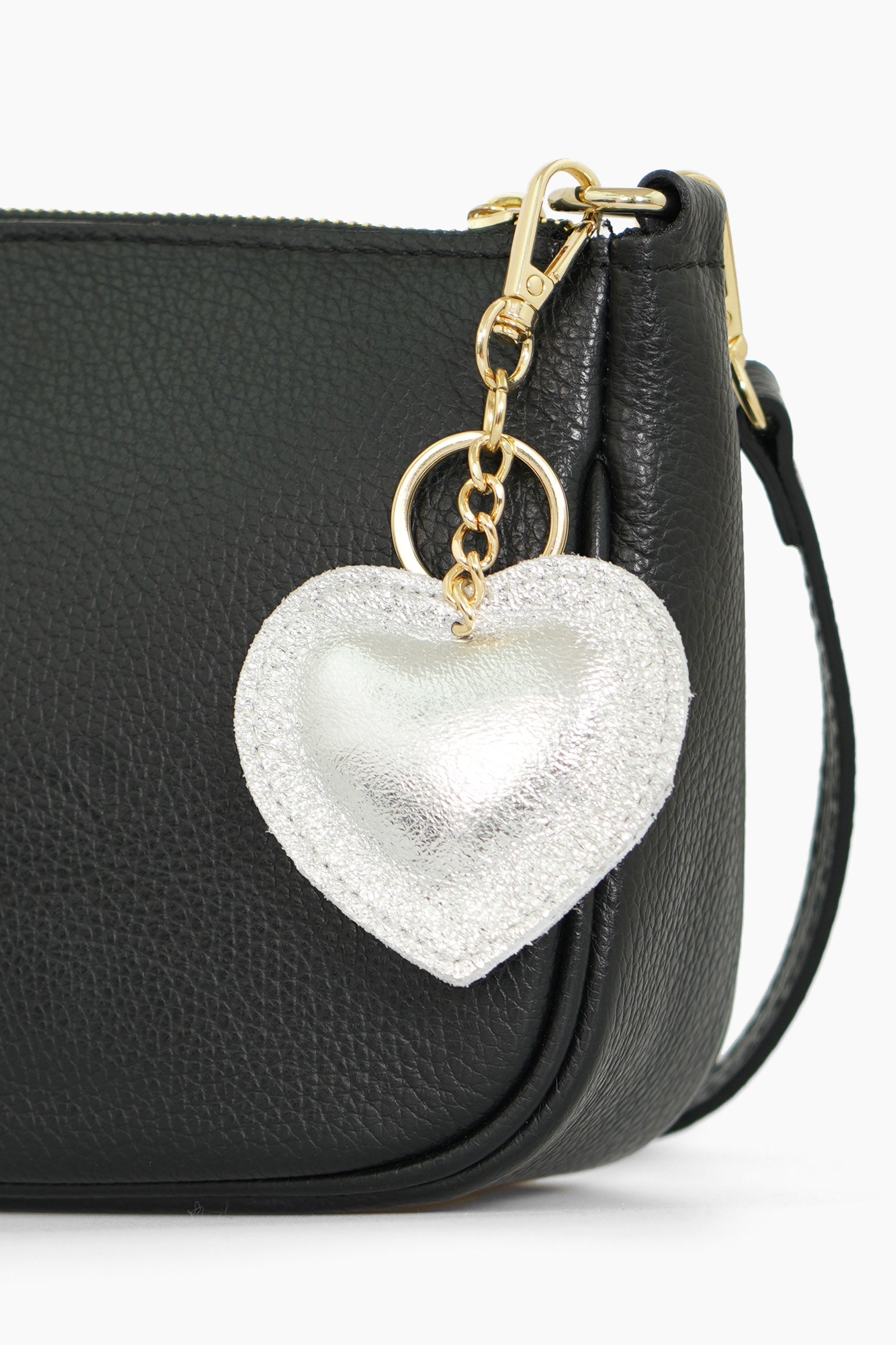 valentina-italian-leather-love-heart-keyring-silver-metallic-attached-to-handbag