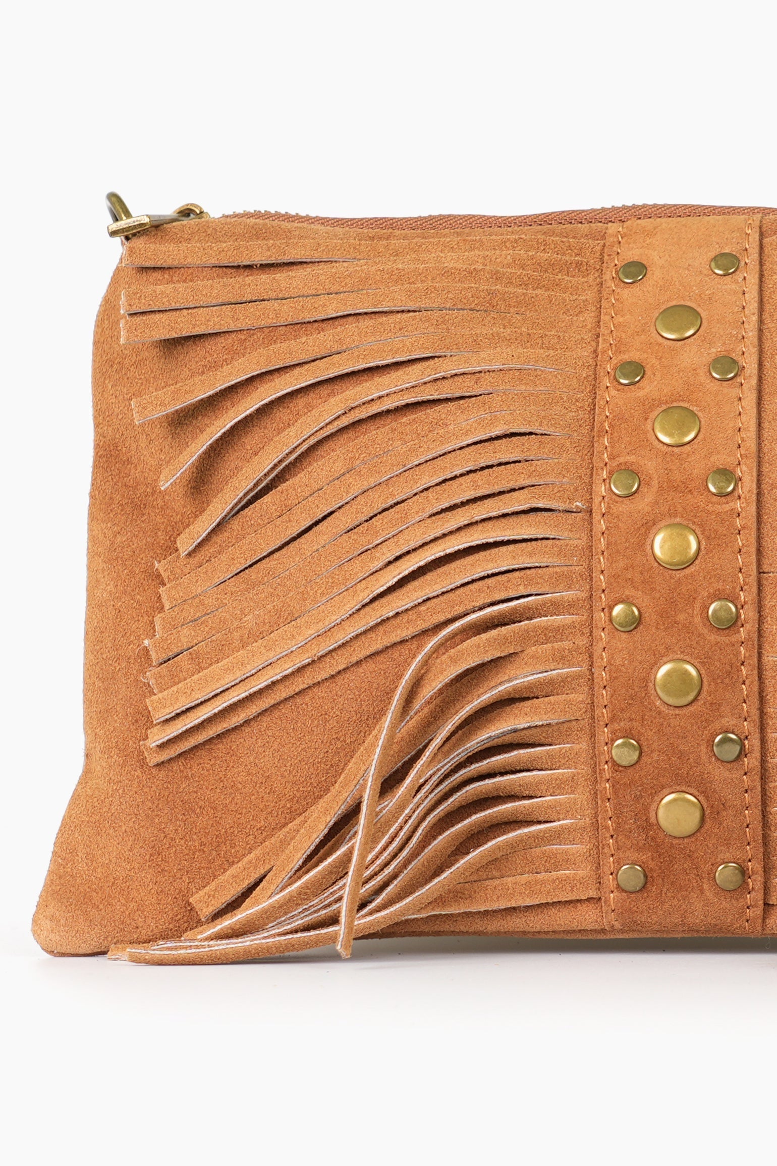 hollis-italian-suede-leather-fringed-clutch-bag-with-studs-tan-close-up