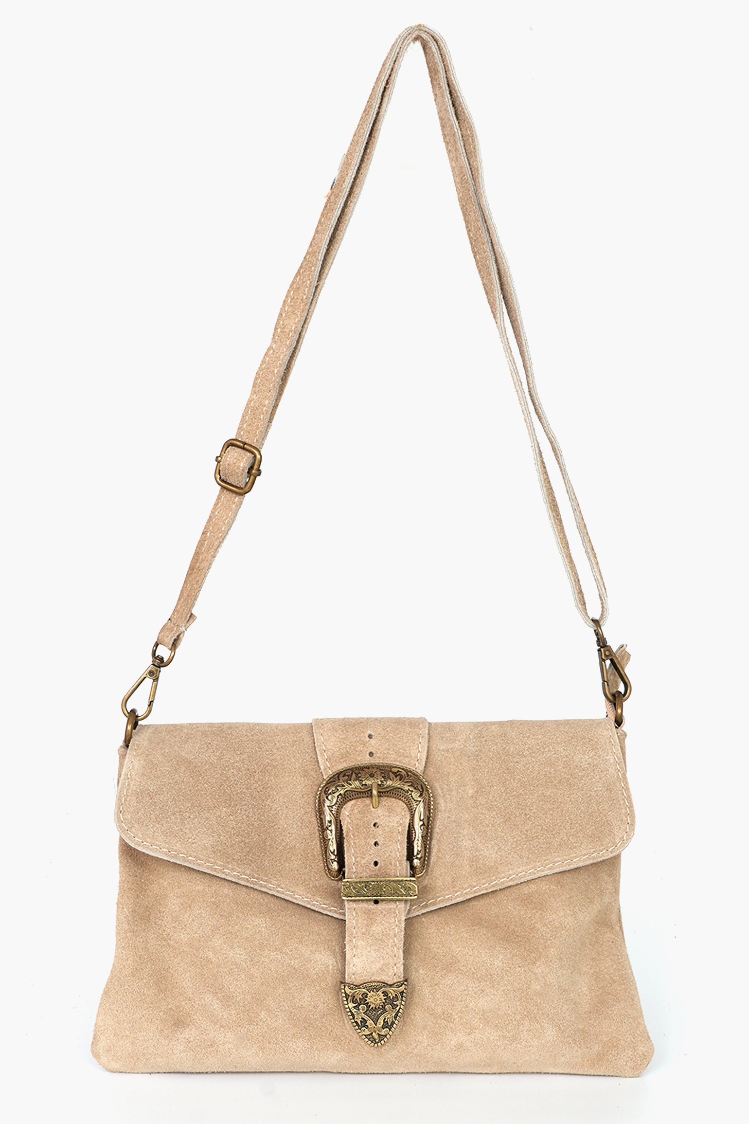 Buckle-Clutch-Bag-Italian-Suede-Leather-in-Taupe-Front