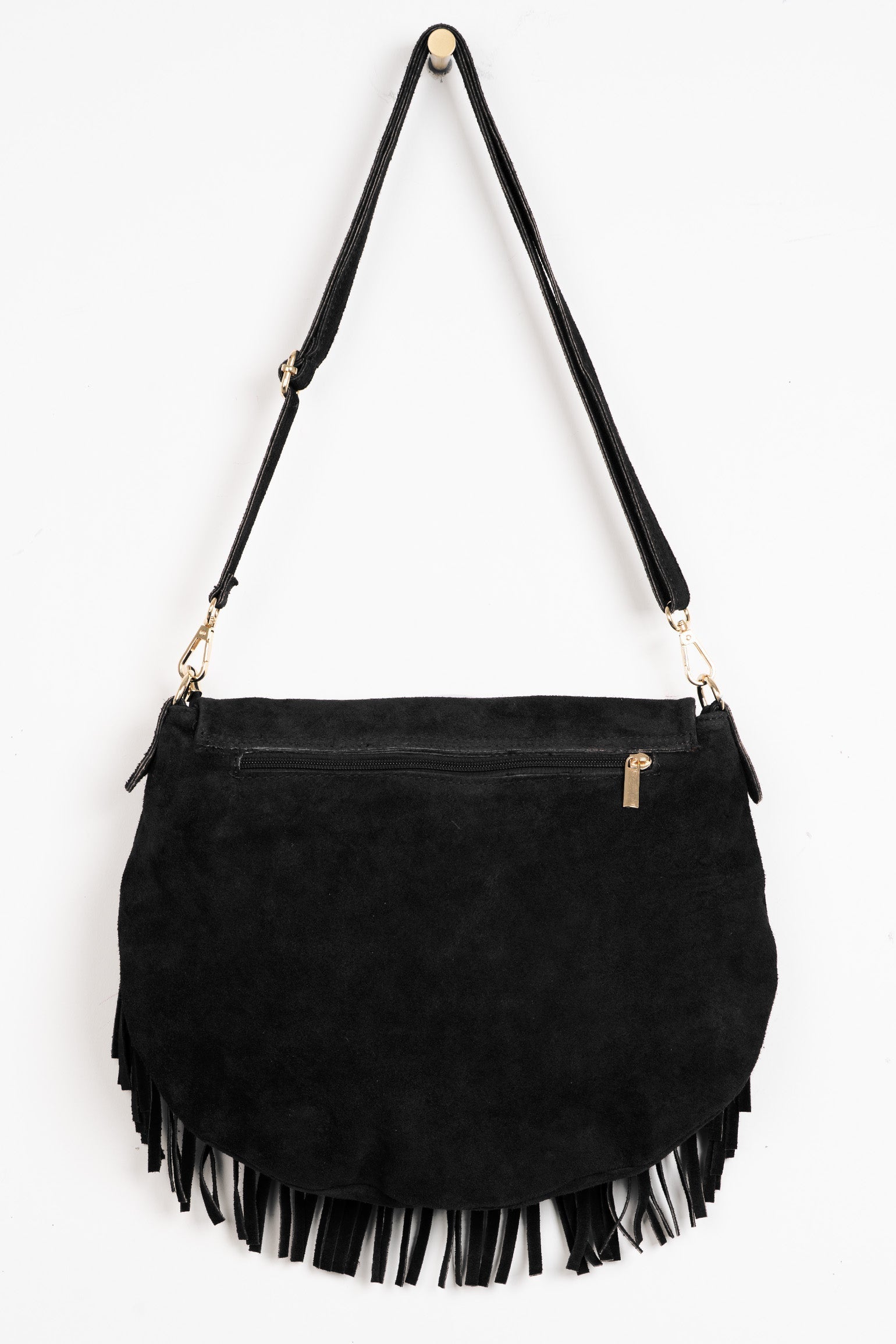 Fringed-Crossbody-Bag-Italian-Suede-Leather-in-Black-Back