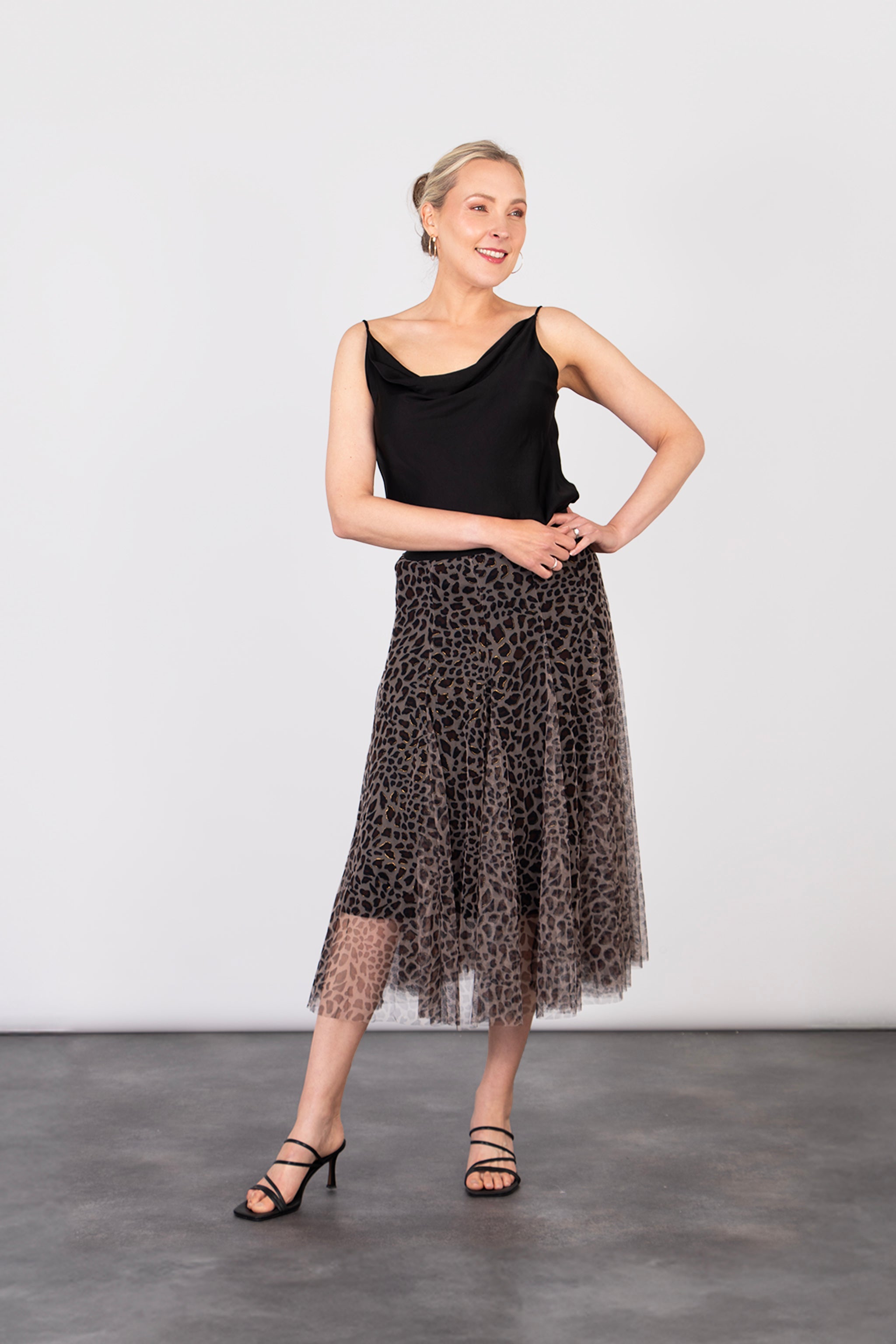 Eden Tulle Swing Skirt - Neutral, Leopard
