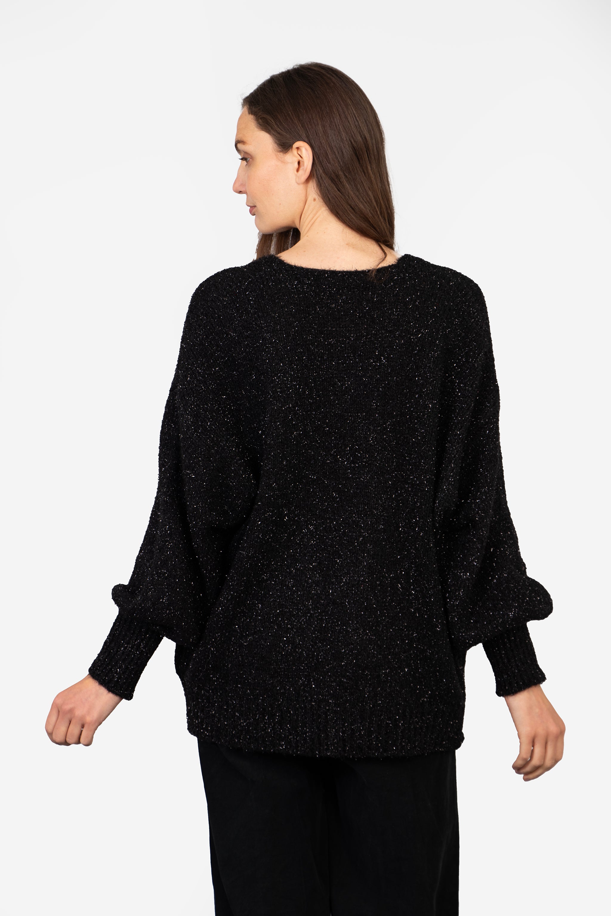 Everly Open Front Cardigan - Black, Tinsel