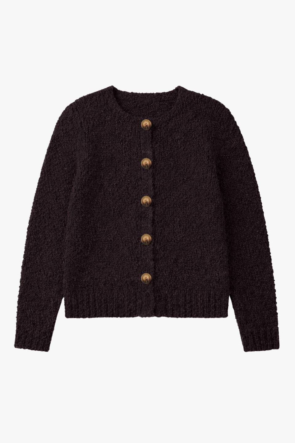 Collins Wool Blend Cardigan - Black, Boucle