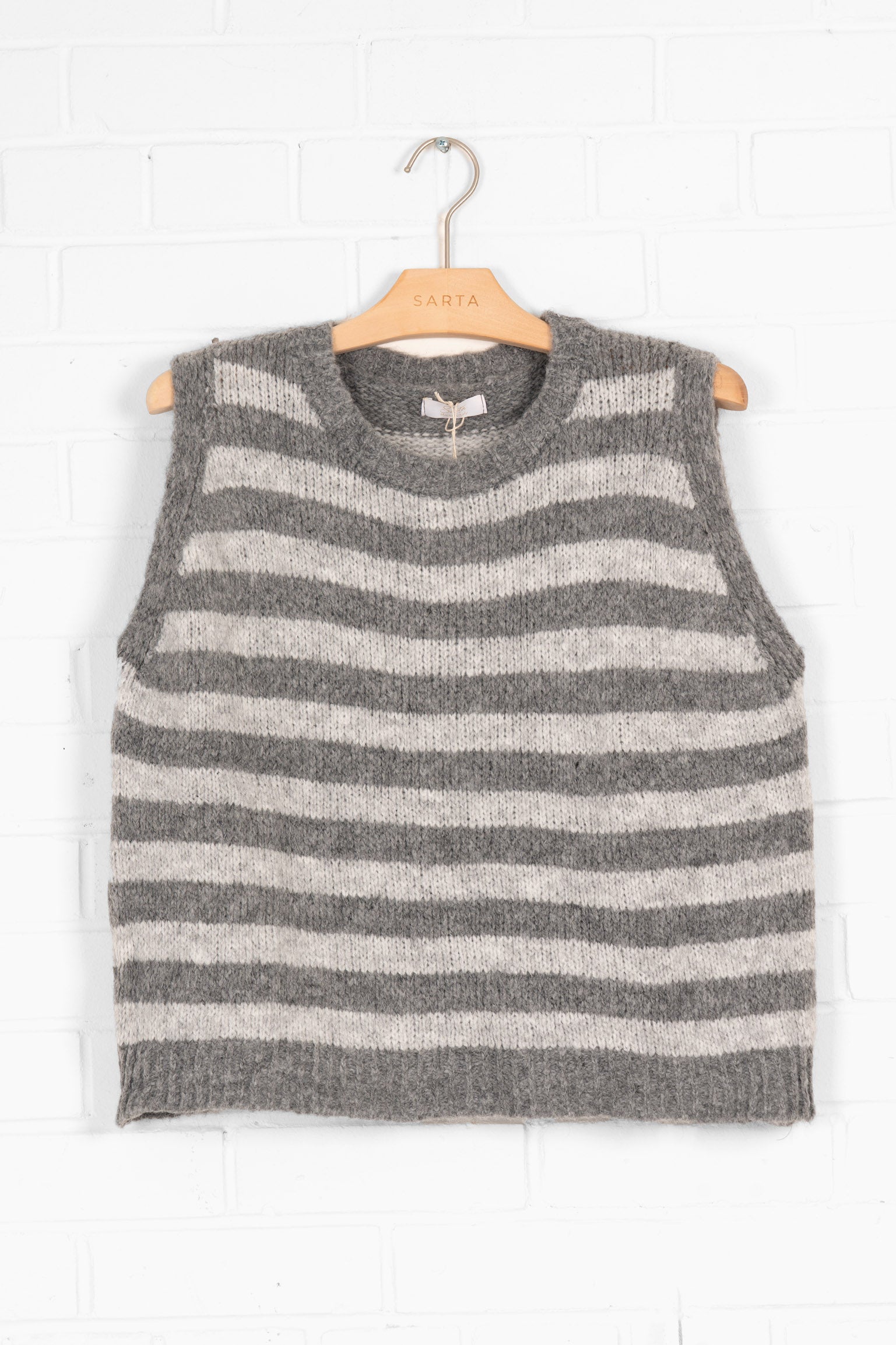 Betsy Wool Blend Tank Top - Light Grey/Dark Grey, Striped