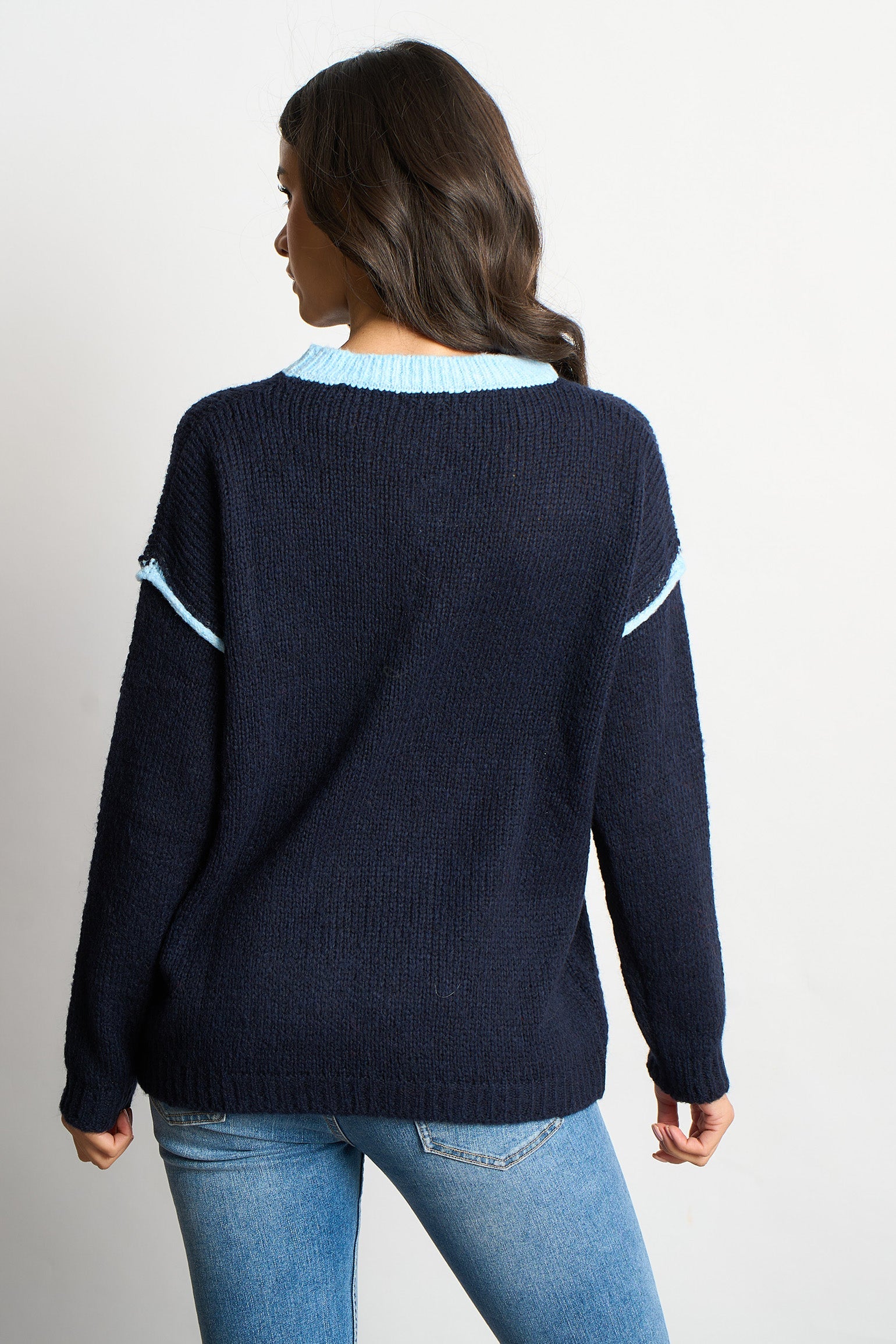 Contrast-Stitch-Italian-Wool-Blend-Jumper-in-Blue-Back-View