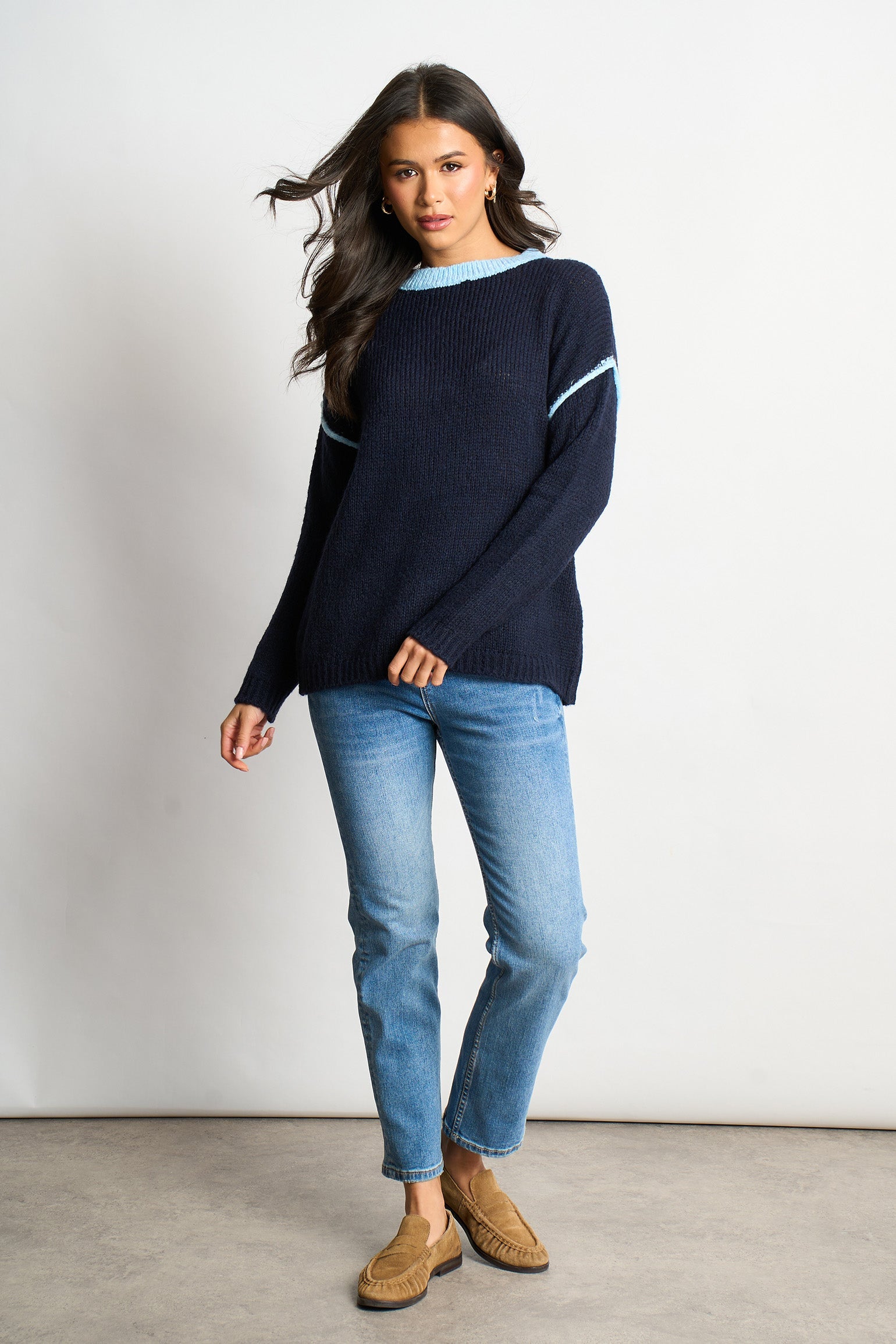 Contrast-Stitch-Italian-Wool-Blend-Jumper-in-Blue-Full-Model