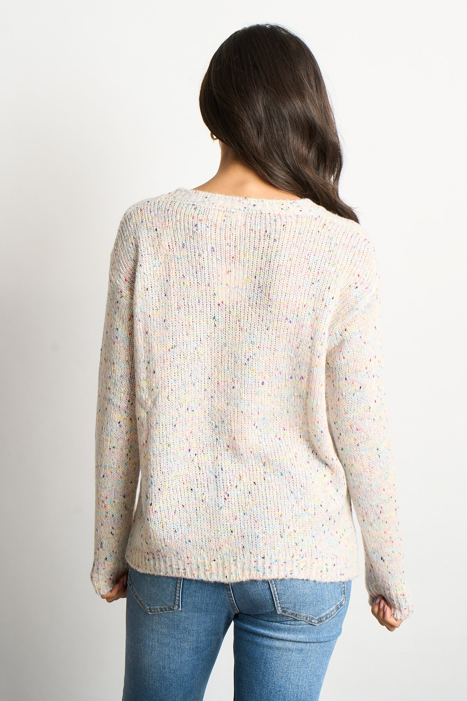 Flecked Italian Wool Blend Knitted Jumper - Cream