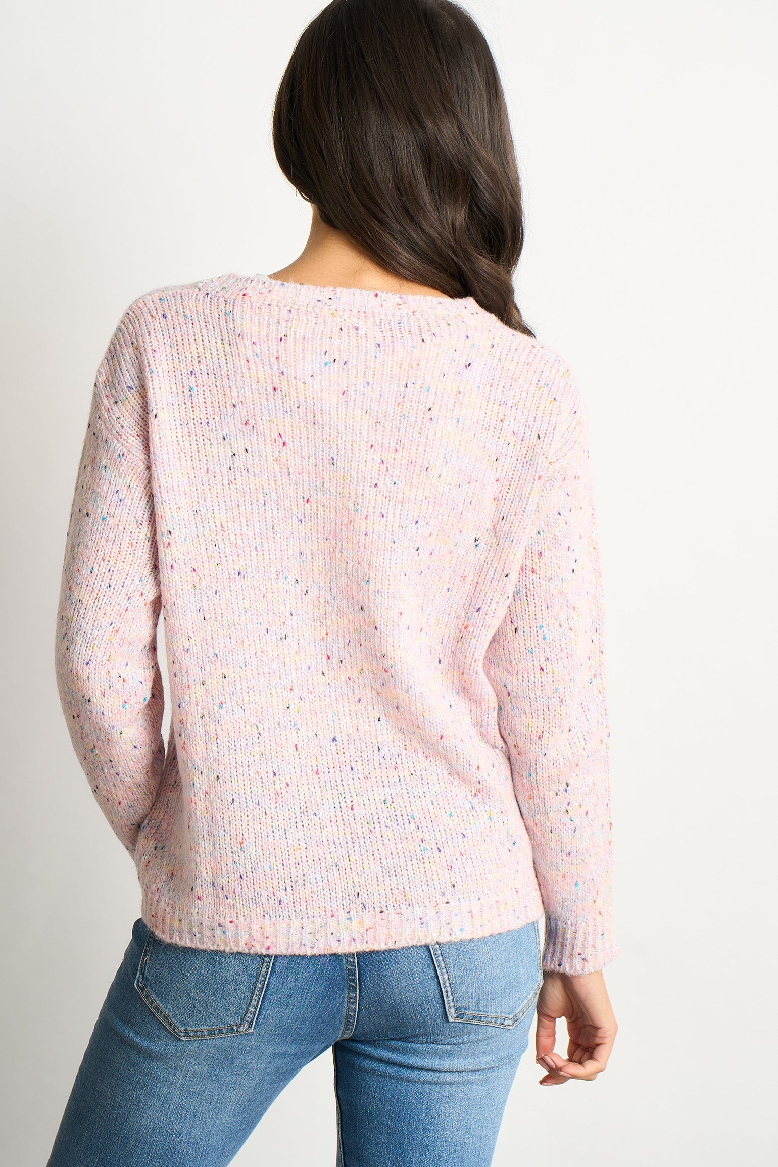 Flecked-Italian-Wool-Blend-Jumper-in-Light-Pink-Back-View