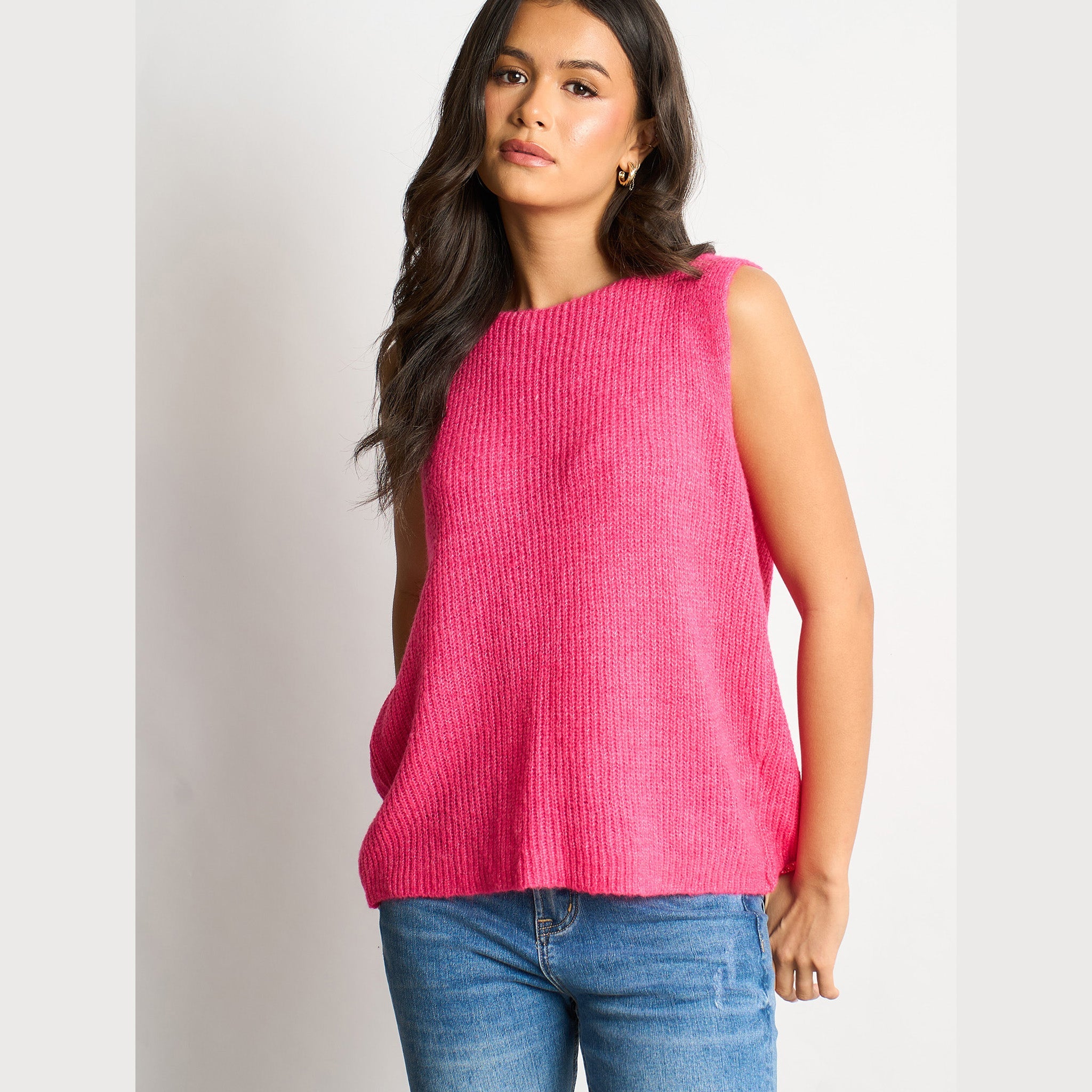 Button-Back-Italian-Wool-Blend-Tank-Top-in-Pink-Front-View