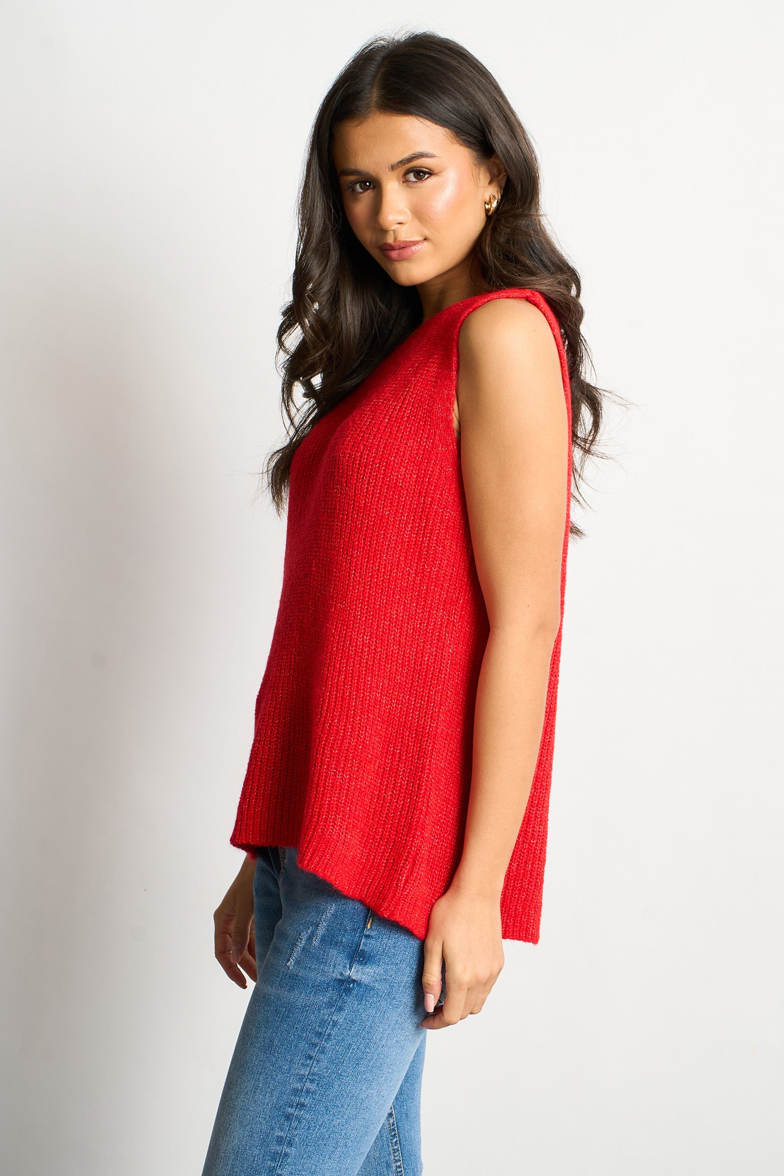 Button-Back-Italian-Wool-Blend-Tank-Top-in-Red-Side-View