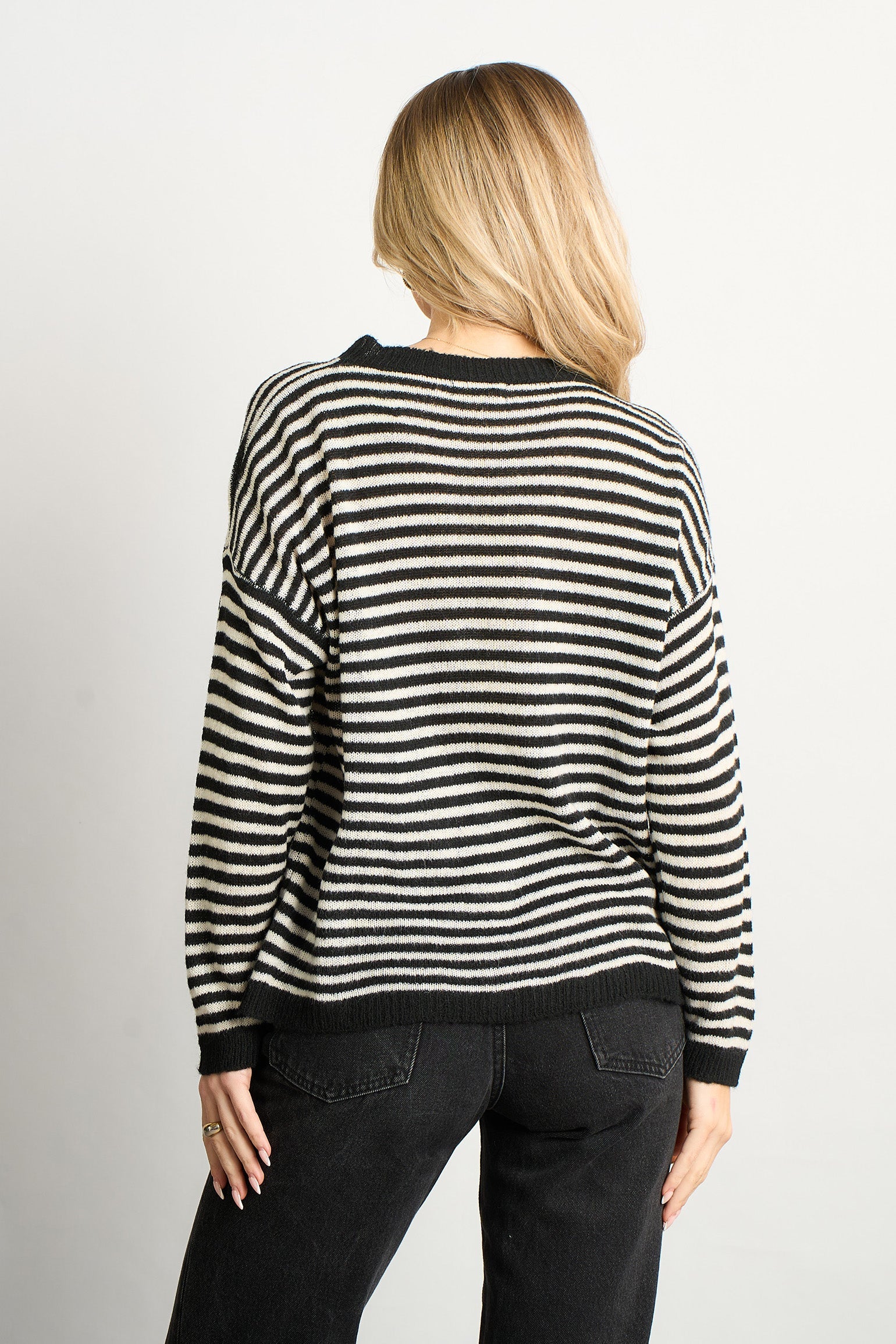 Striped-Italian-Wool-Blend-Knitted-Jumper-in-Black-back