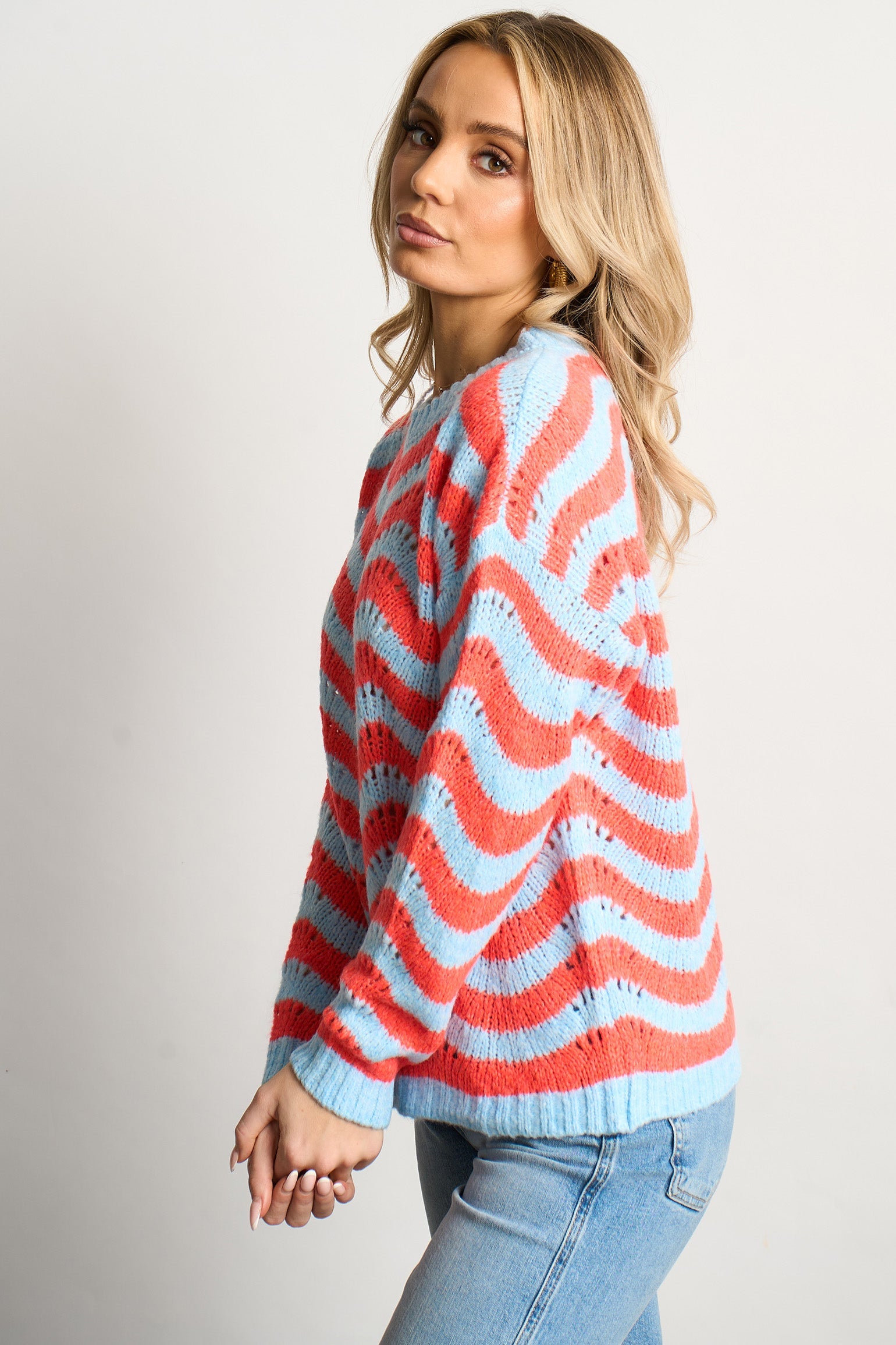Wave-Stripe-Scalloped-Italian-Wool-Blend-Jumper-in-Blue/Coral-side