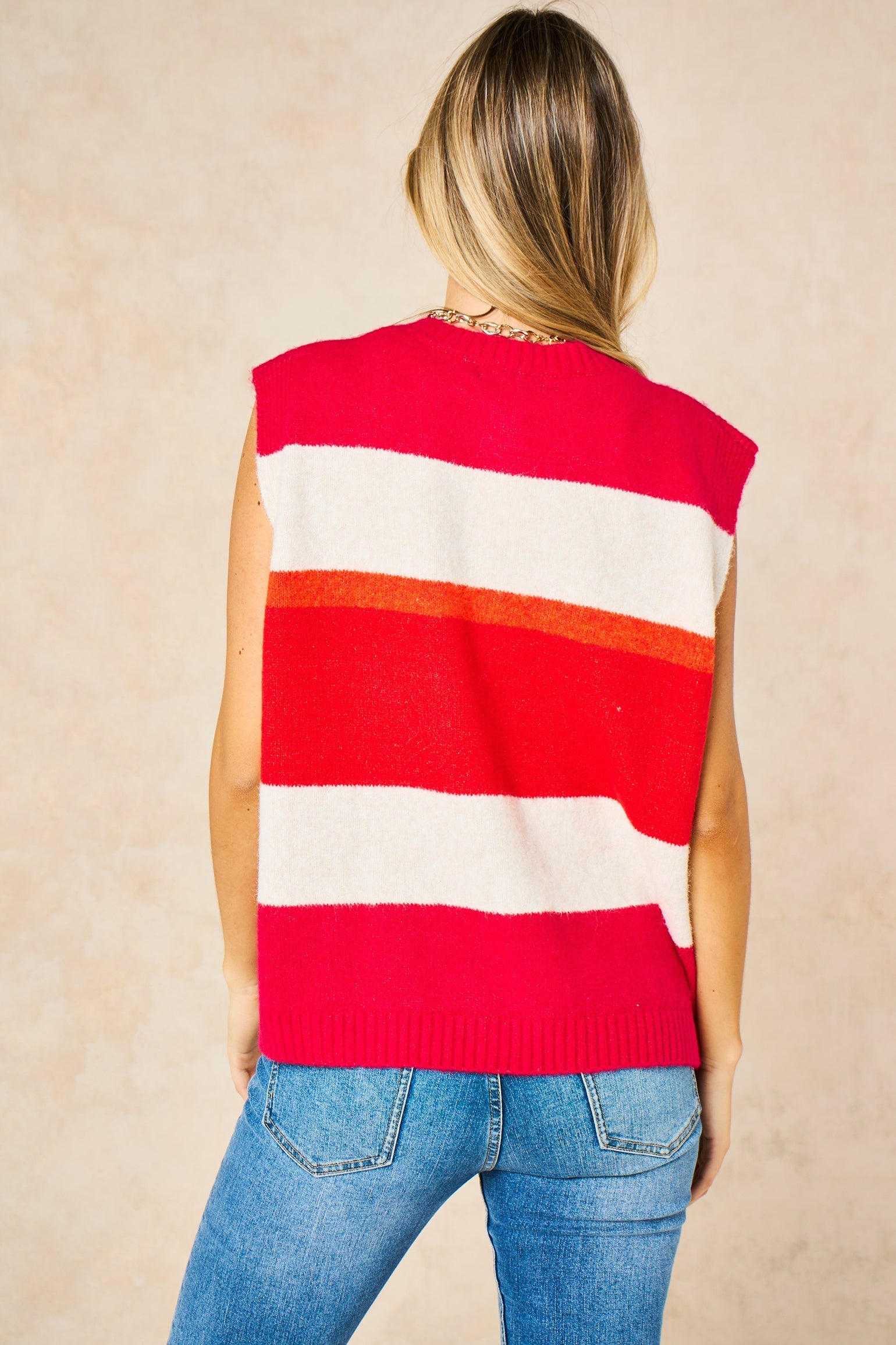 Heart-Buttons-Striped-Sleeveless-Vest-in-Red-Back