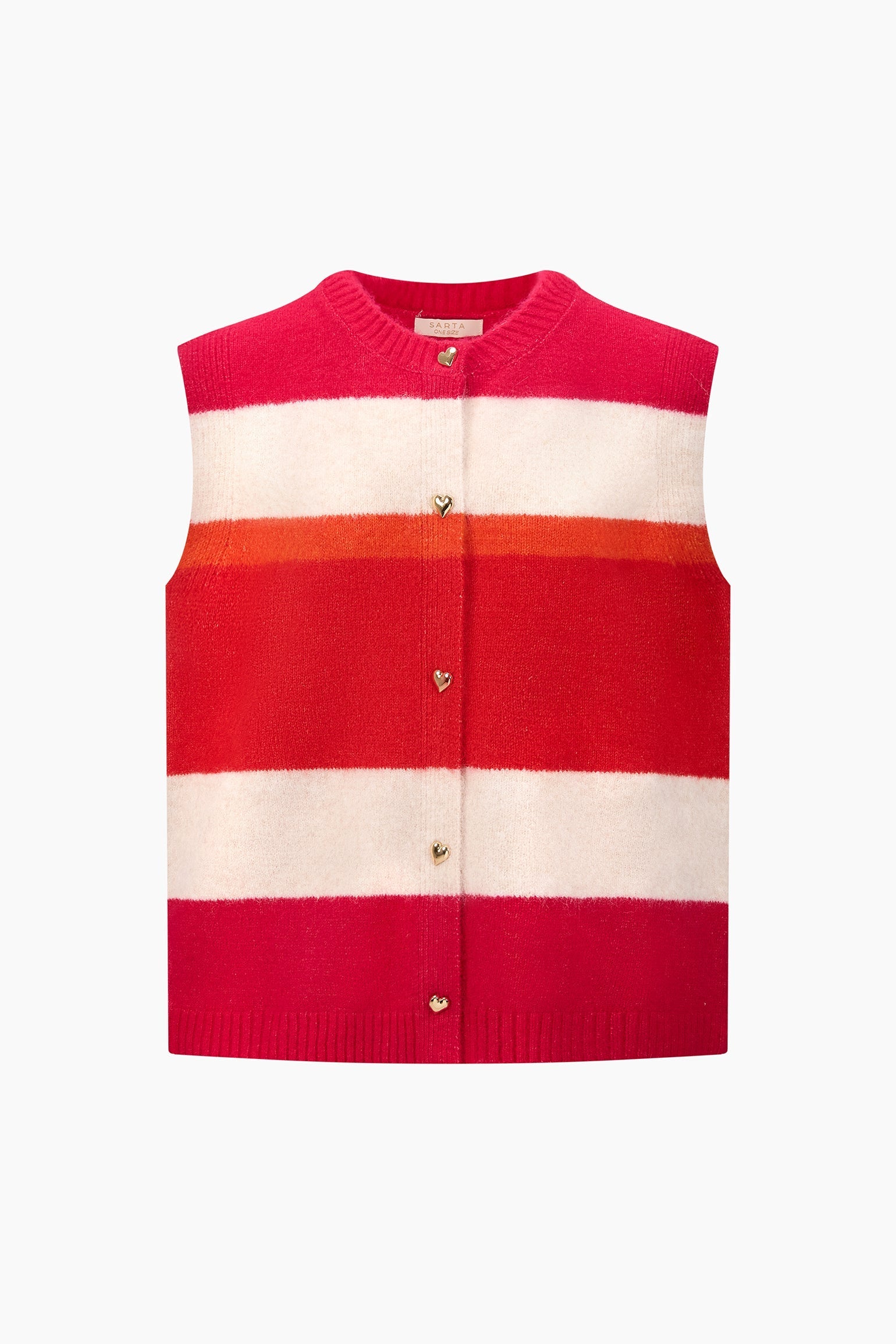Heart-Buttons-Striped-Sleeveless-Vest-in-Red-Front