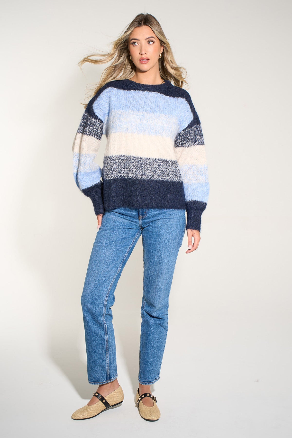 Striped Jumper in Blue/Cream