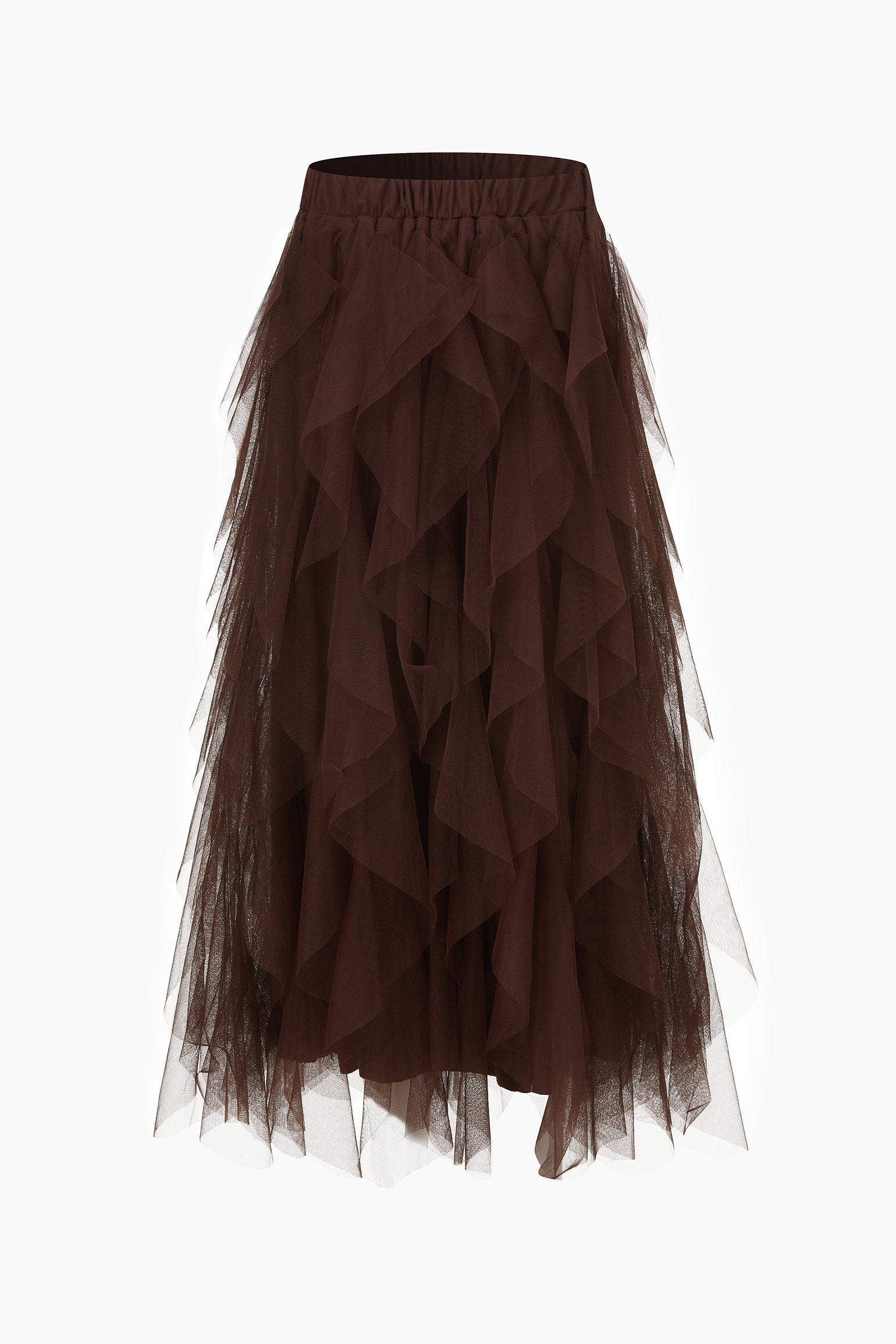 Layla-Brown-Layered-Tulle-Maxi-Skirt-Front